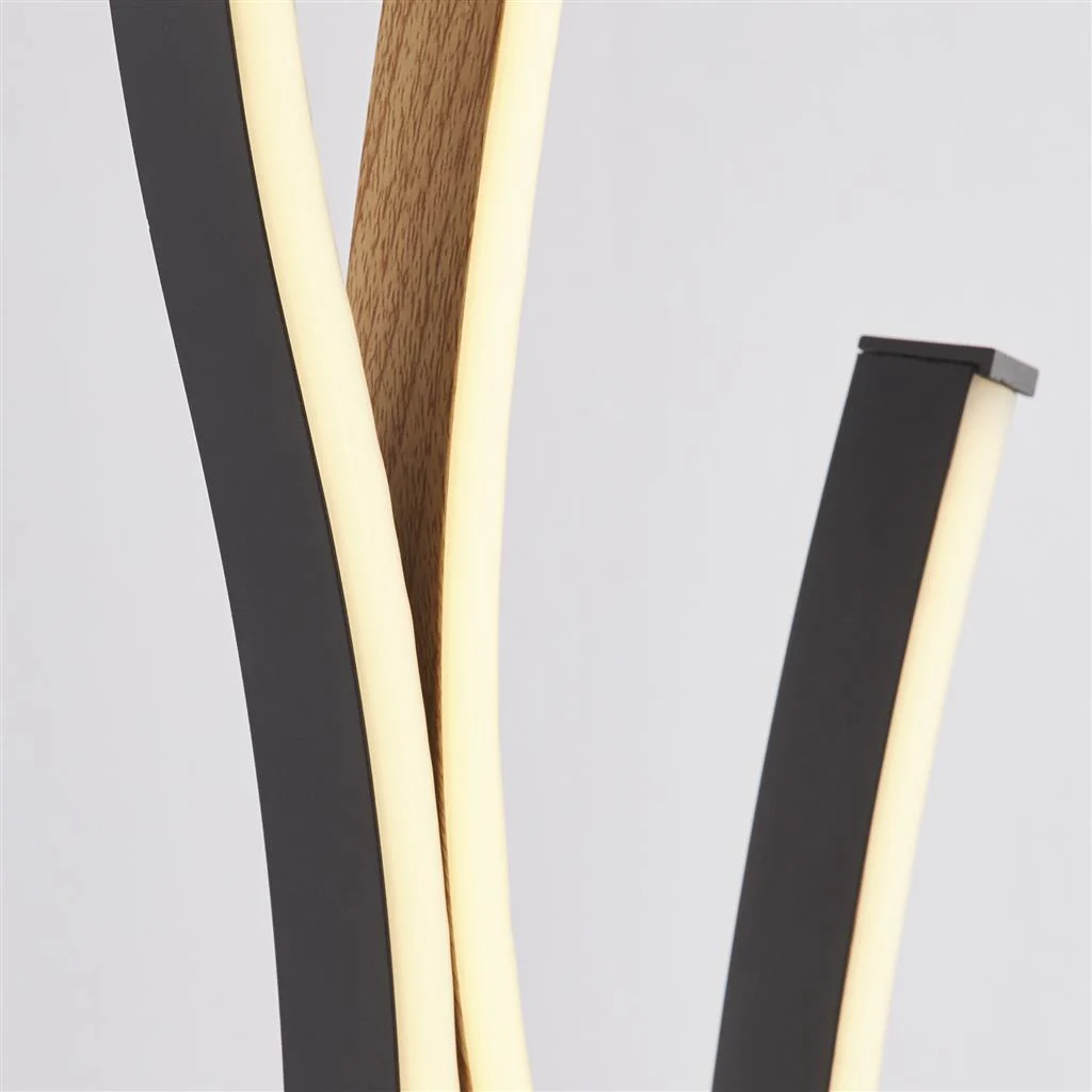 Bloom Black Metal & Wood Effect Floor Lamp Integrated LED - Image 3