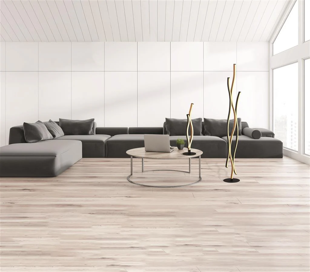 Bloom Black Metal & Wood Effect Floor Lamp Integrated LED - Image 4