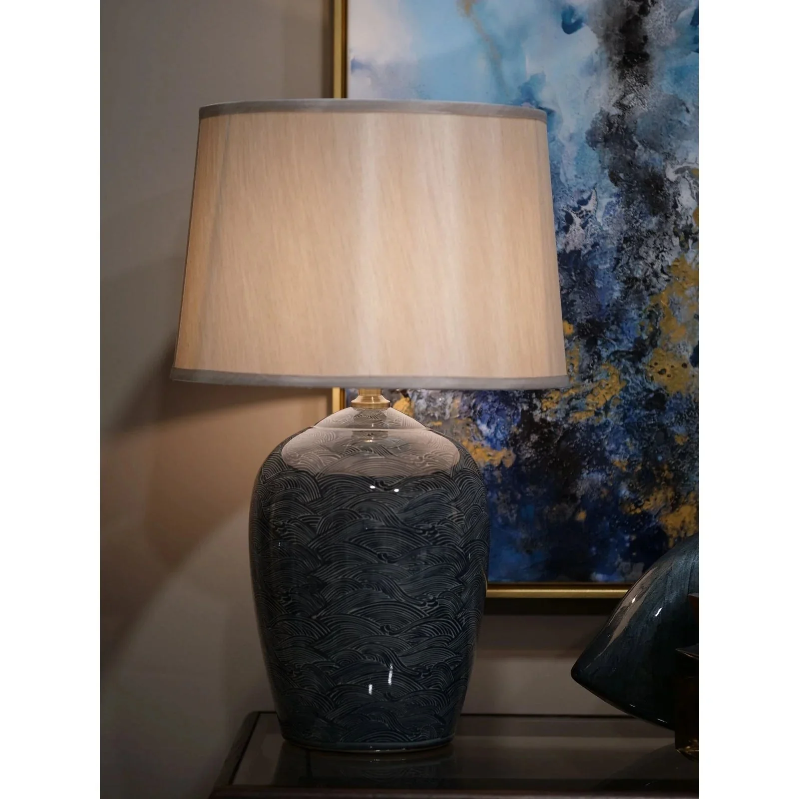 Blue Waves Lamp -  Blue & Navy Wave Finish - Image 3