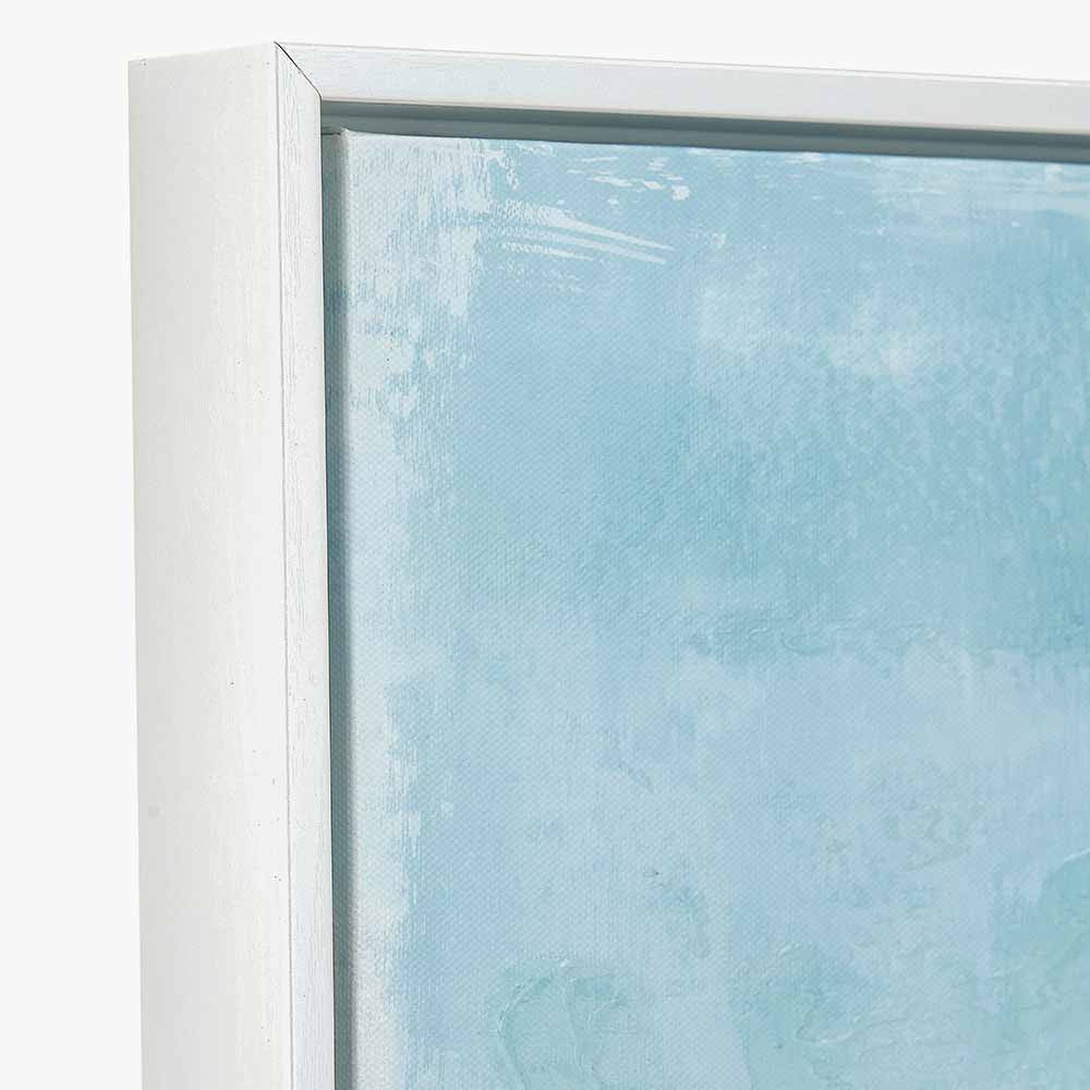 Blues Abstract Canvas with White Frame - Image 2