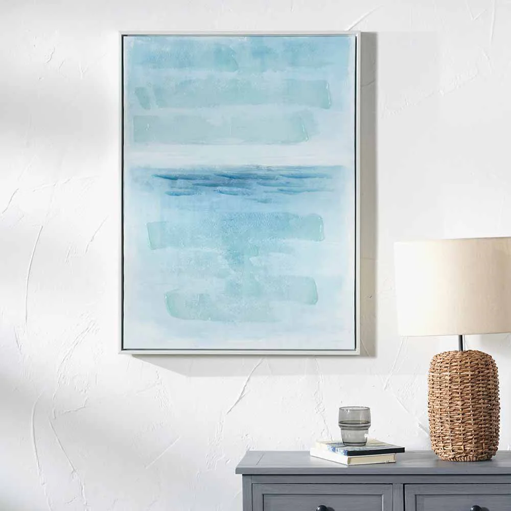Blues Abstract Canvas with White Frame - Image 5