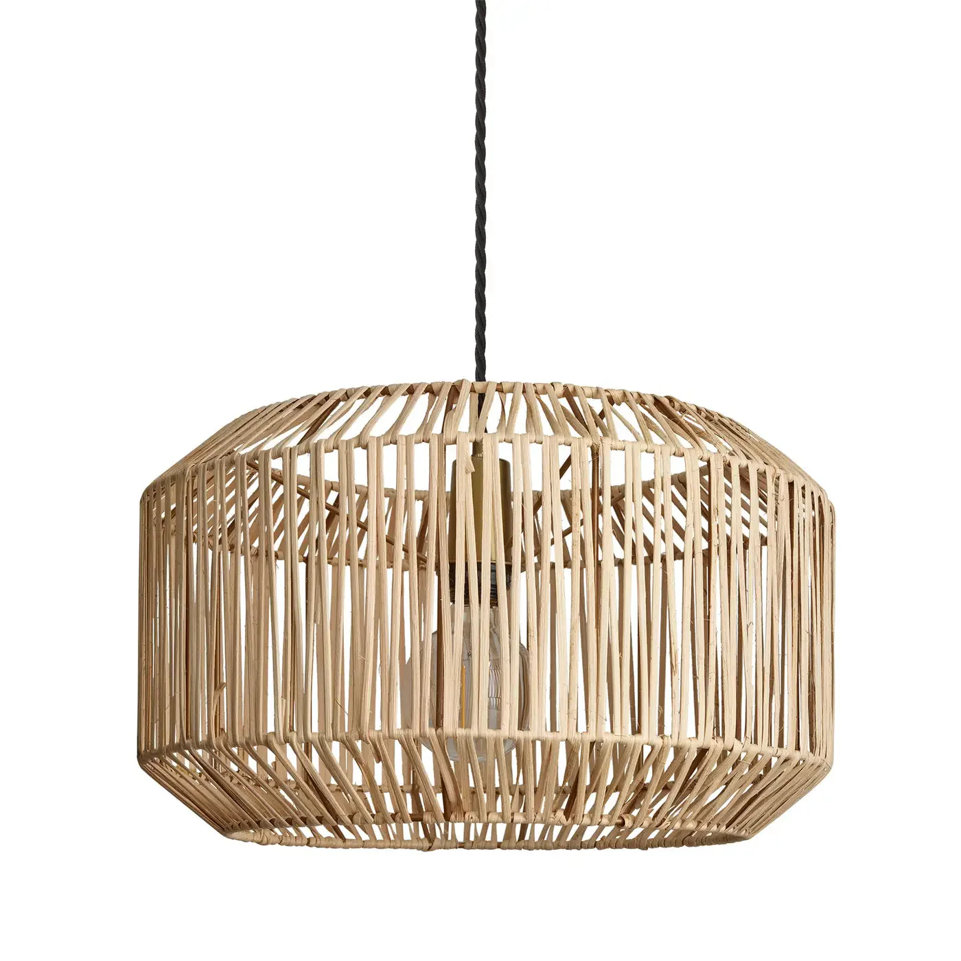 Boho Rattan Ceiling Pendant - 18 Inch - Drum - Image 2