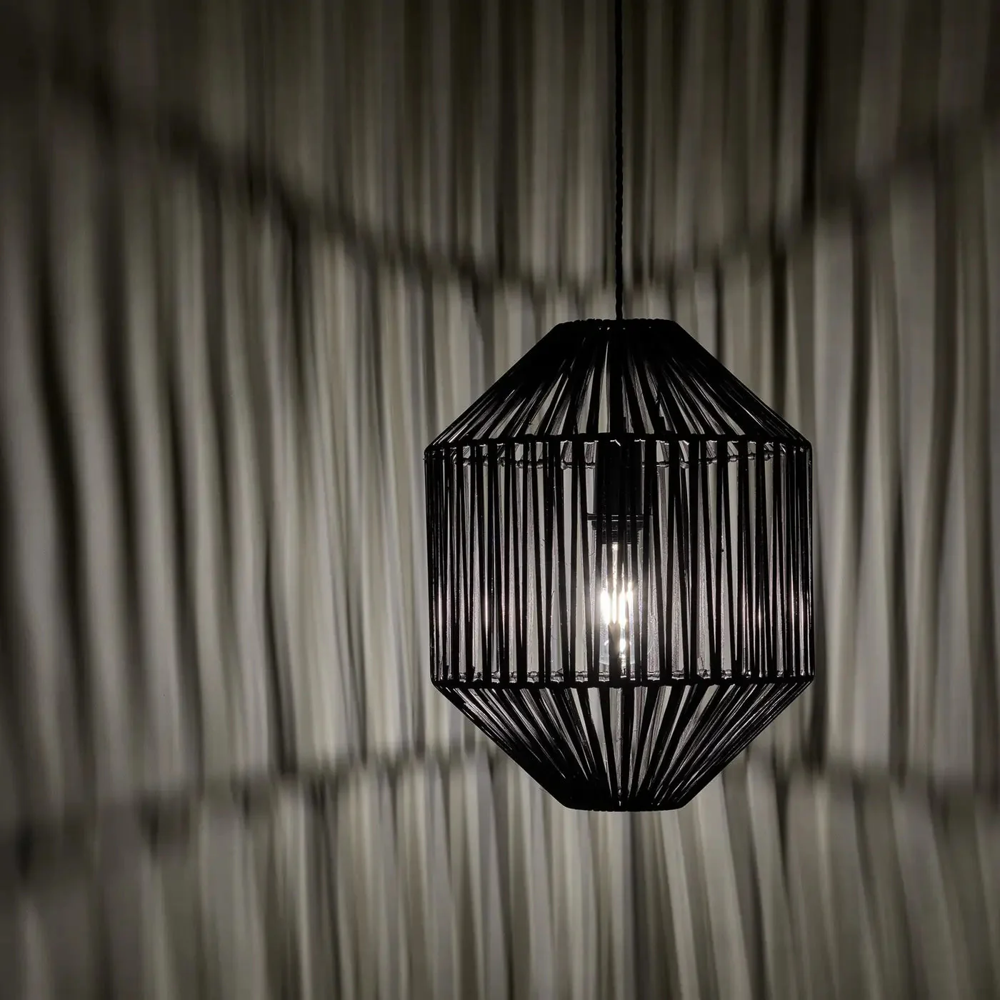 Boho Rattan Ceiling Pendant Light - 12 Inch - Diamond - Image 3