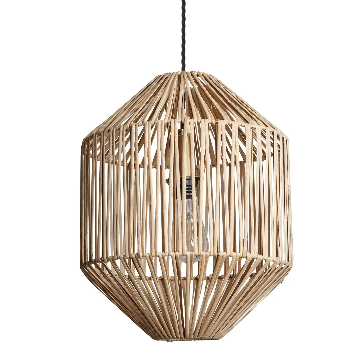 Boho Rattan Ceiling Pendant Light - 12 Inch - Diamond - Image 4
