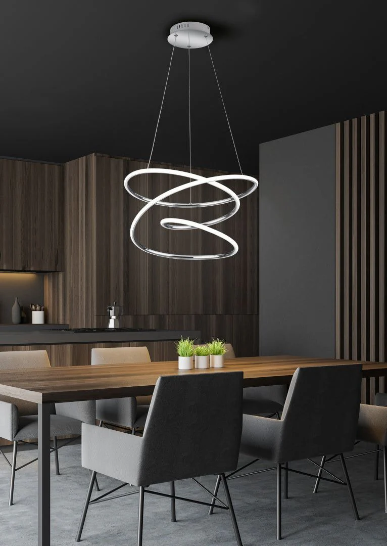 Bologna LED Hanging Light - Matt White/Chrome Finish - Image 4