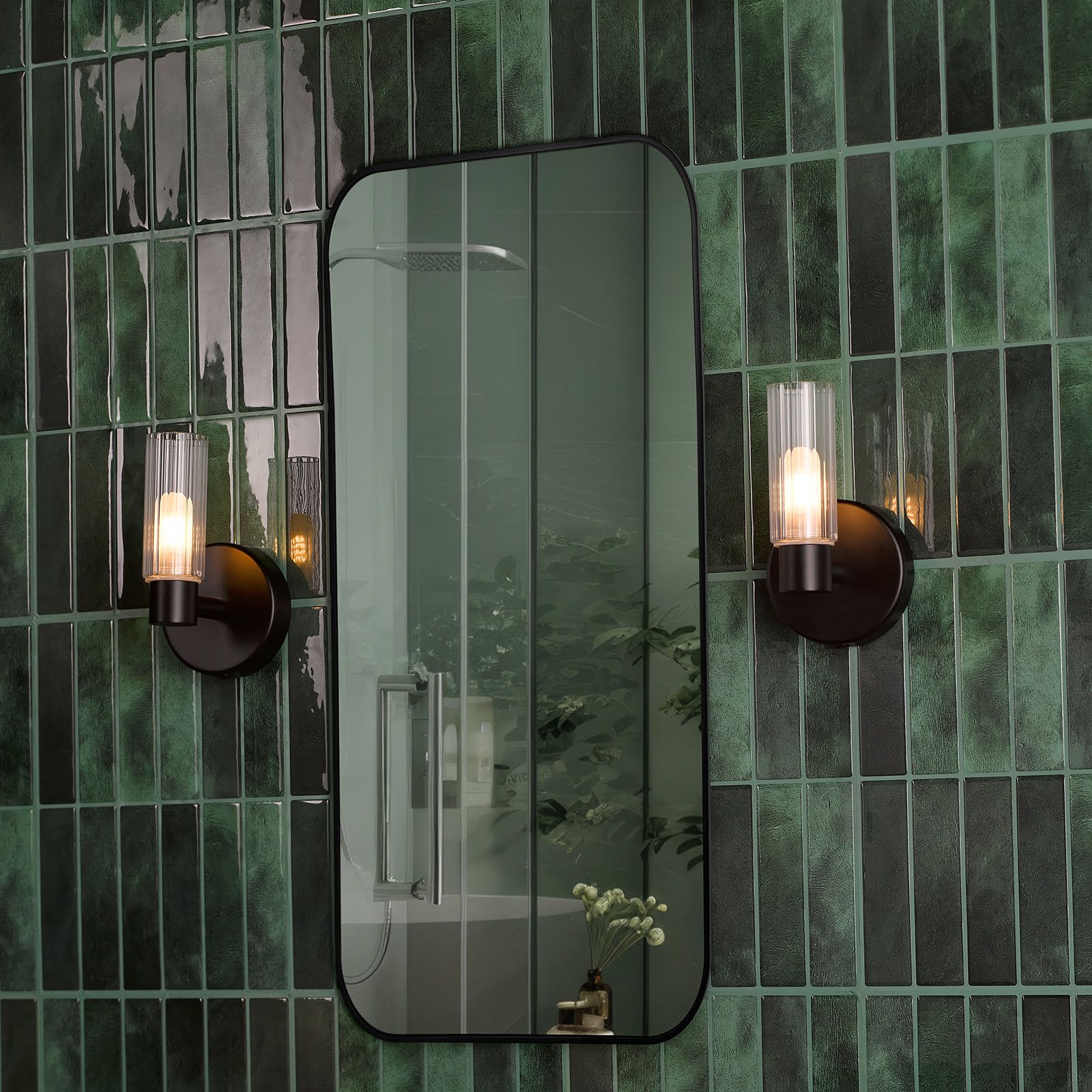 Bolton 1/2Lt Wall Light - Matt Black/Polished Chrome - Image 2