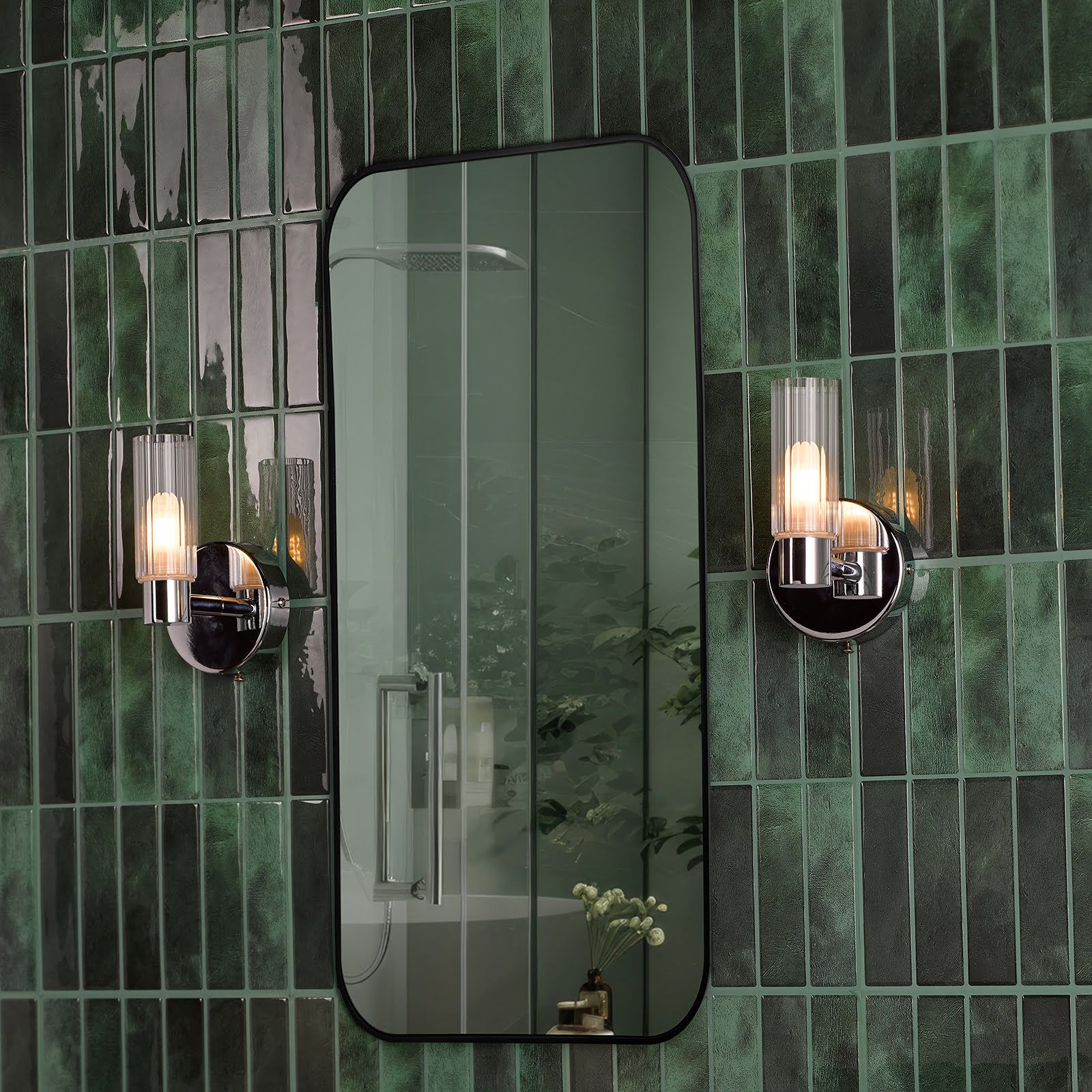 Bolton 1/2Lt Wall Light - Matt Black/Polished Chrome - Image 4