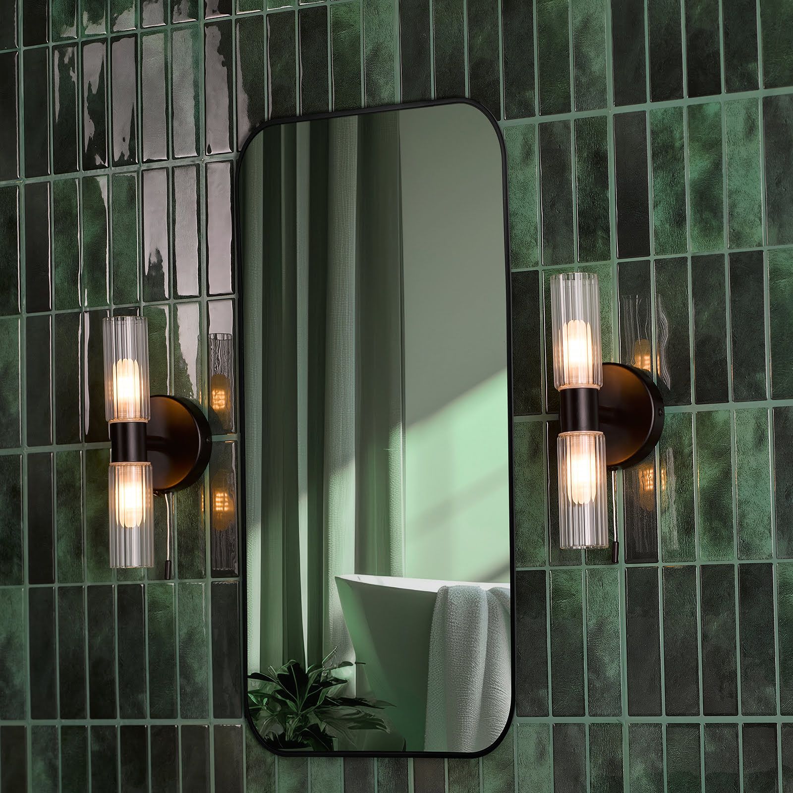 Bolton 1/2Lt Wall Light - Matt Black/Polished Chrome - Image 6