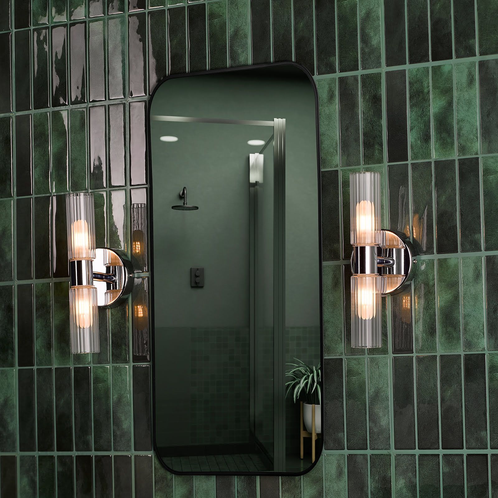 Bolton 1/2Lt Wall Light - Matt Black/Polished Chrome - Image 8