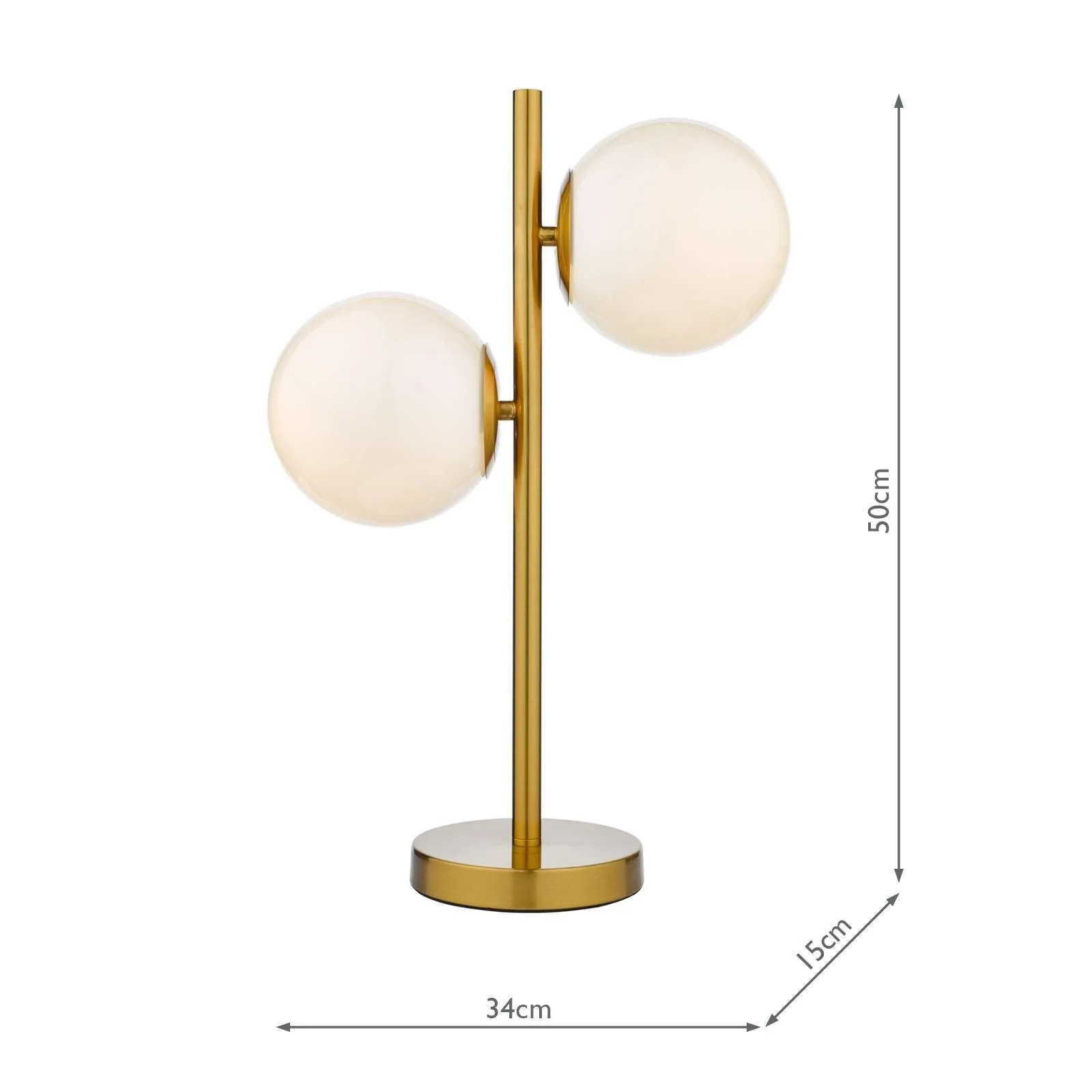 Bombazine 2 Light Table Lamp - Natural Brass & Opal Glass IP20 - Image 5