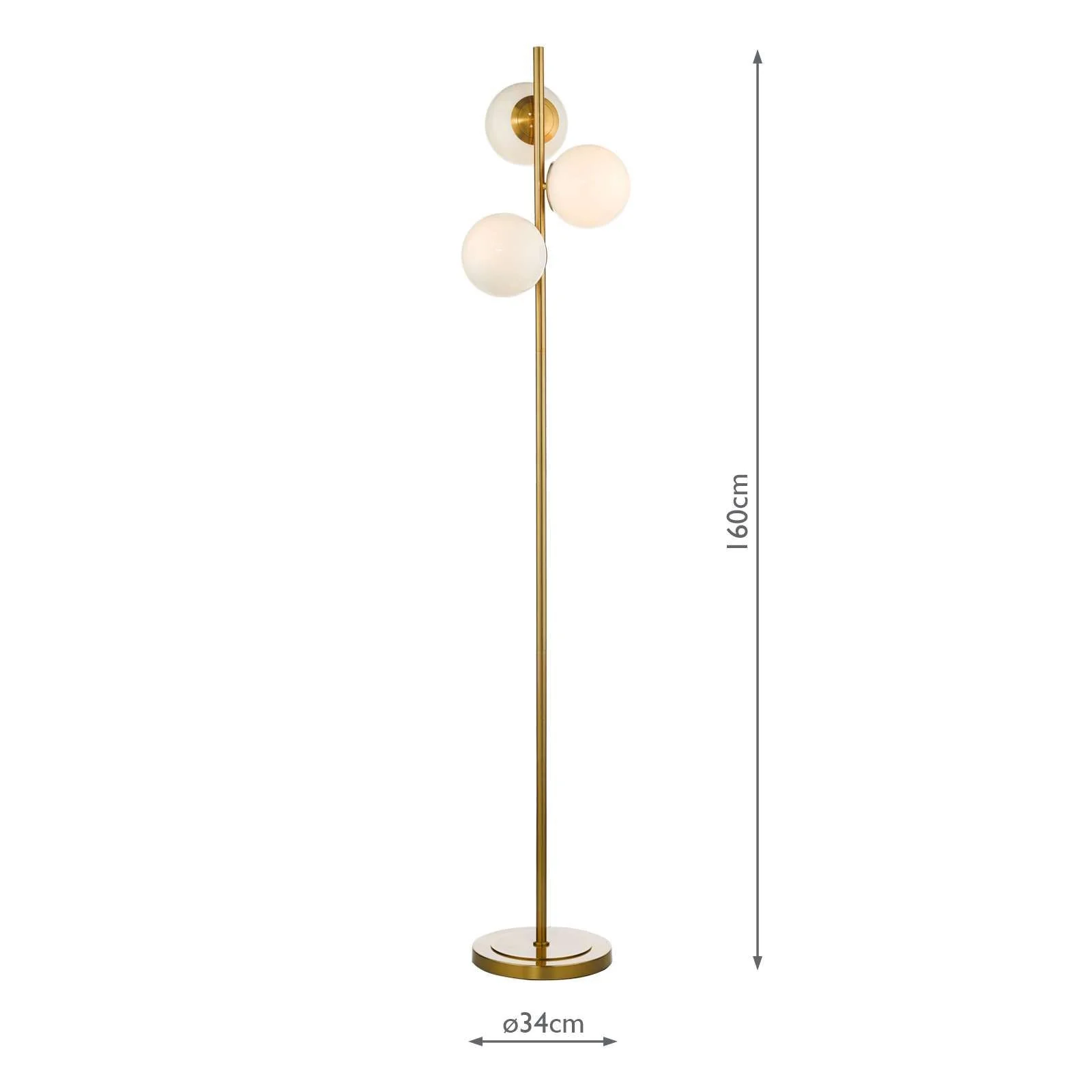 Bombazine 3 Light Floor Lamp Natural Brass Opal Glass E14 - Promotional Offer - Image 3