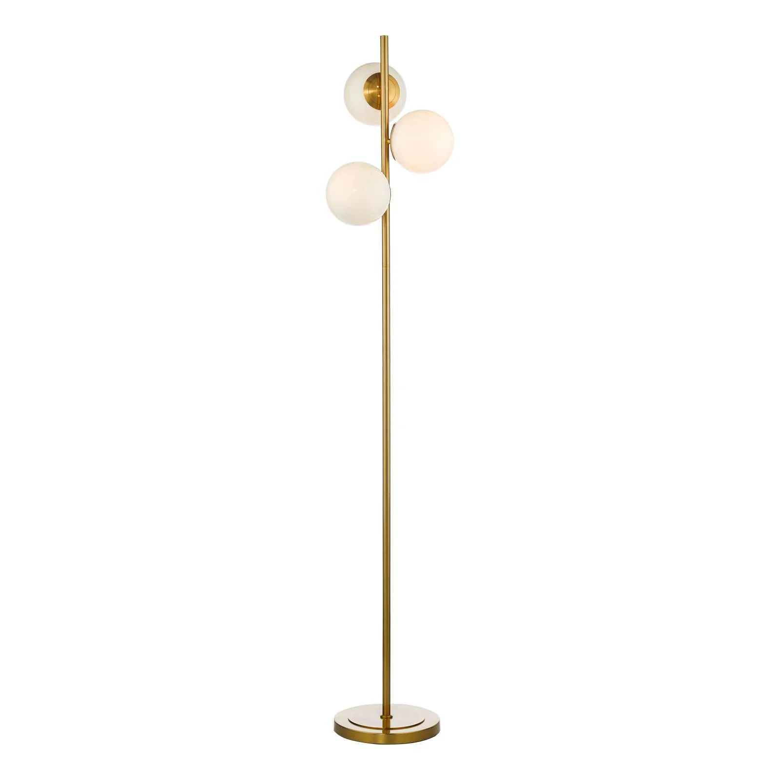 Bombazine 3 Light Floor Lamp Natural Brass Opal Glass E14 - Promotional Offer - Image 4