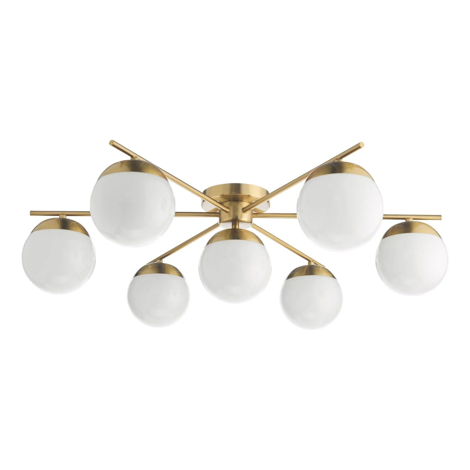 Bombazine 7Lt Semi-Flush Light, Natural Brass & White Opal Glass - Image 2