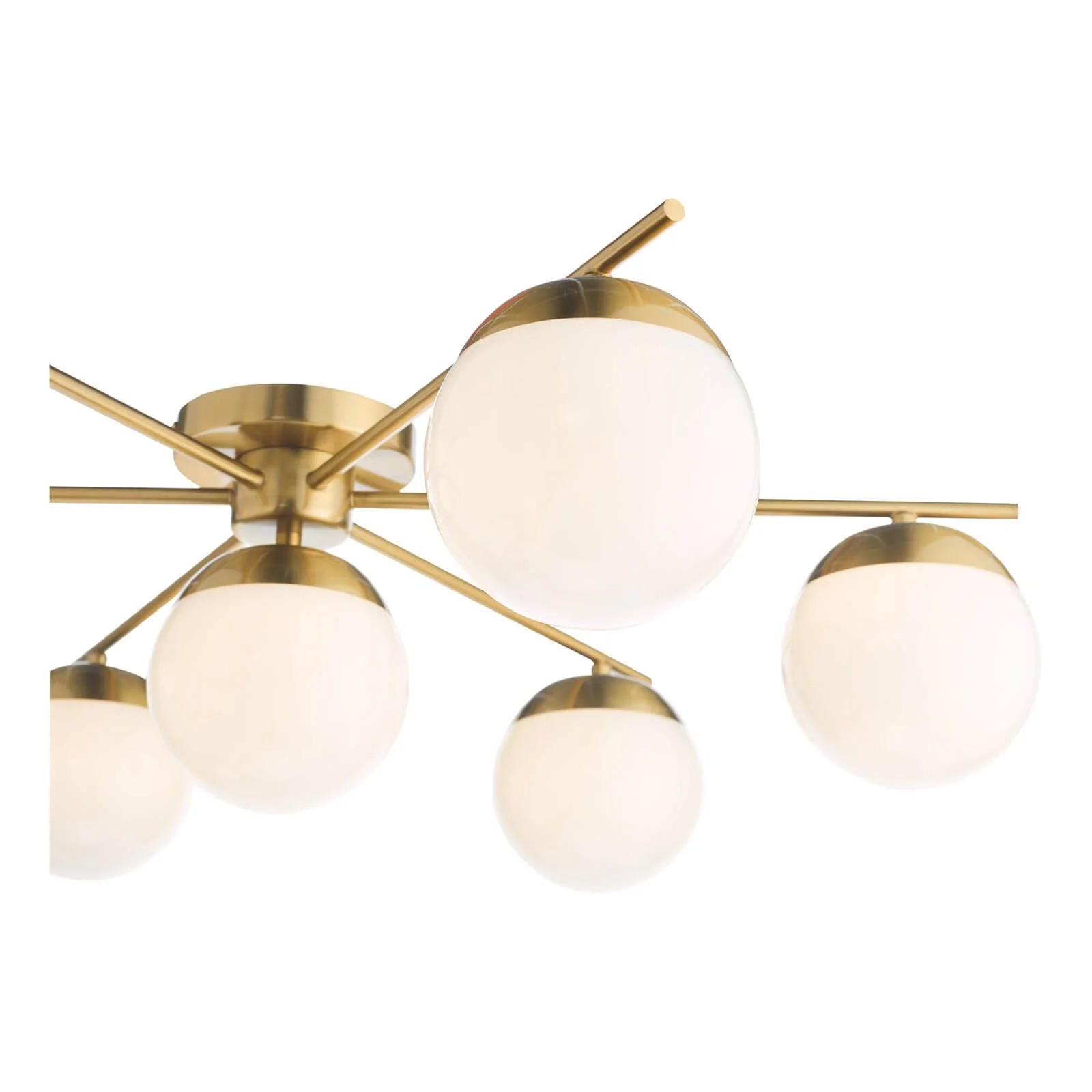 Bombazine 7Lt Semi-Flush Light, Natural Brass & White Opal Glass - Image 4