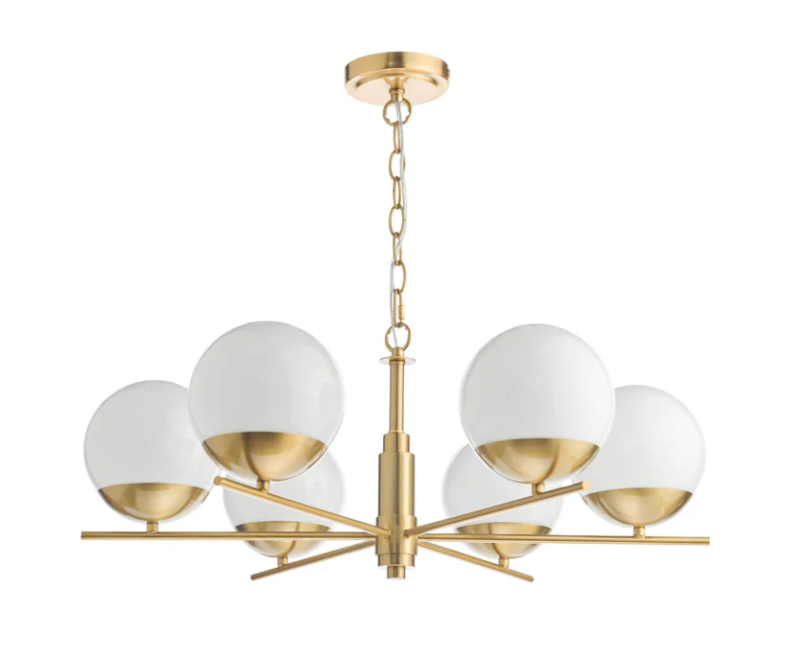 Bombazine 6/8Lt Centre Ceiling Light - Natural Brass & Opal Glass - Image 2