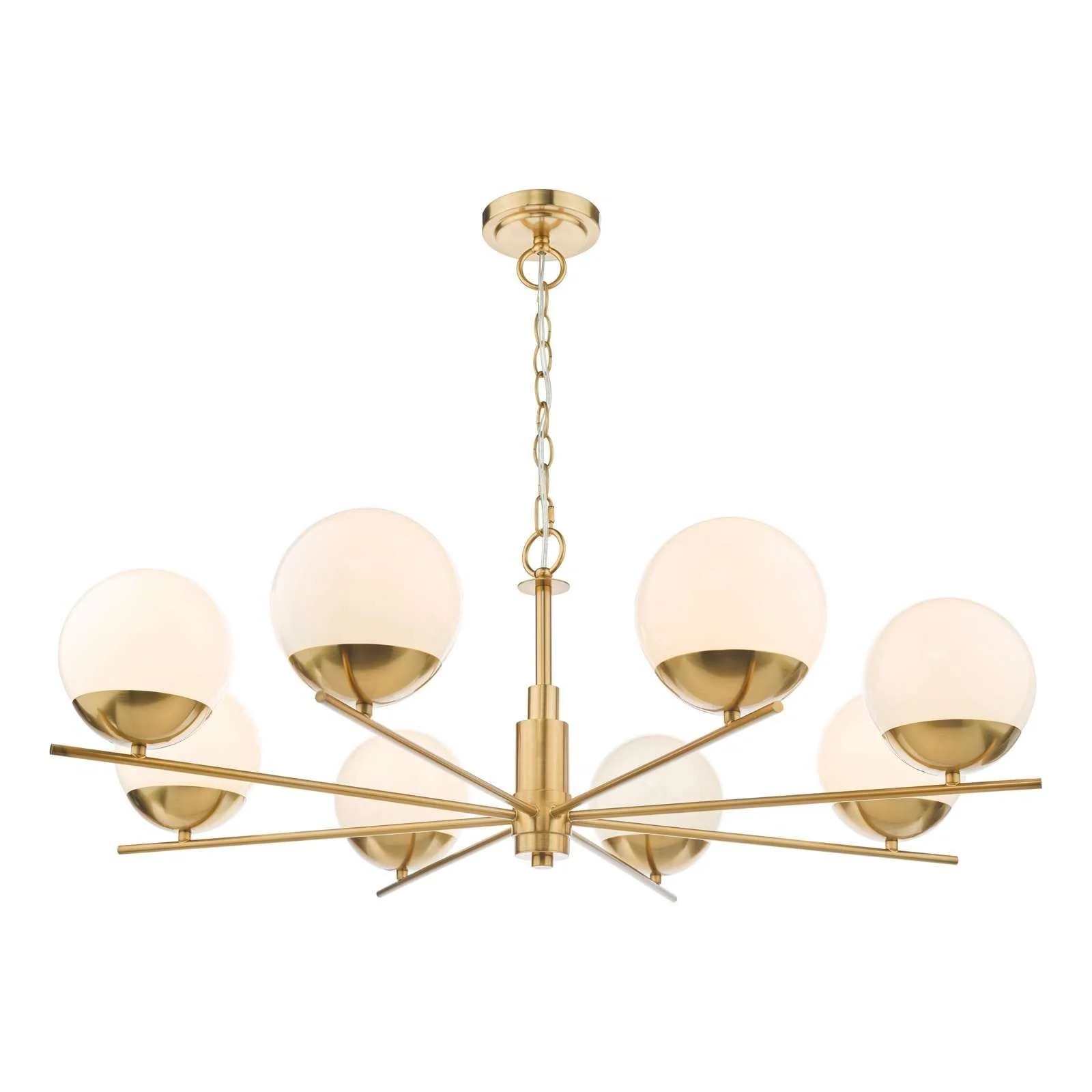 Bombazine 6/8Lt Centre Ceiling Light - Natural Brass & Opal Glass - Image 6