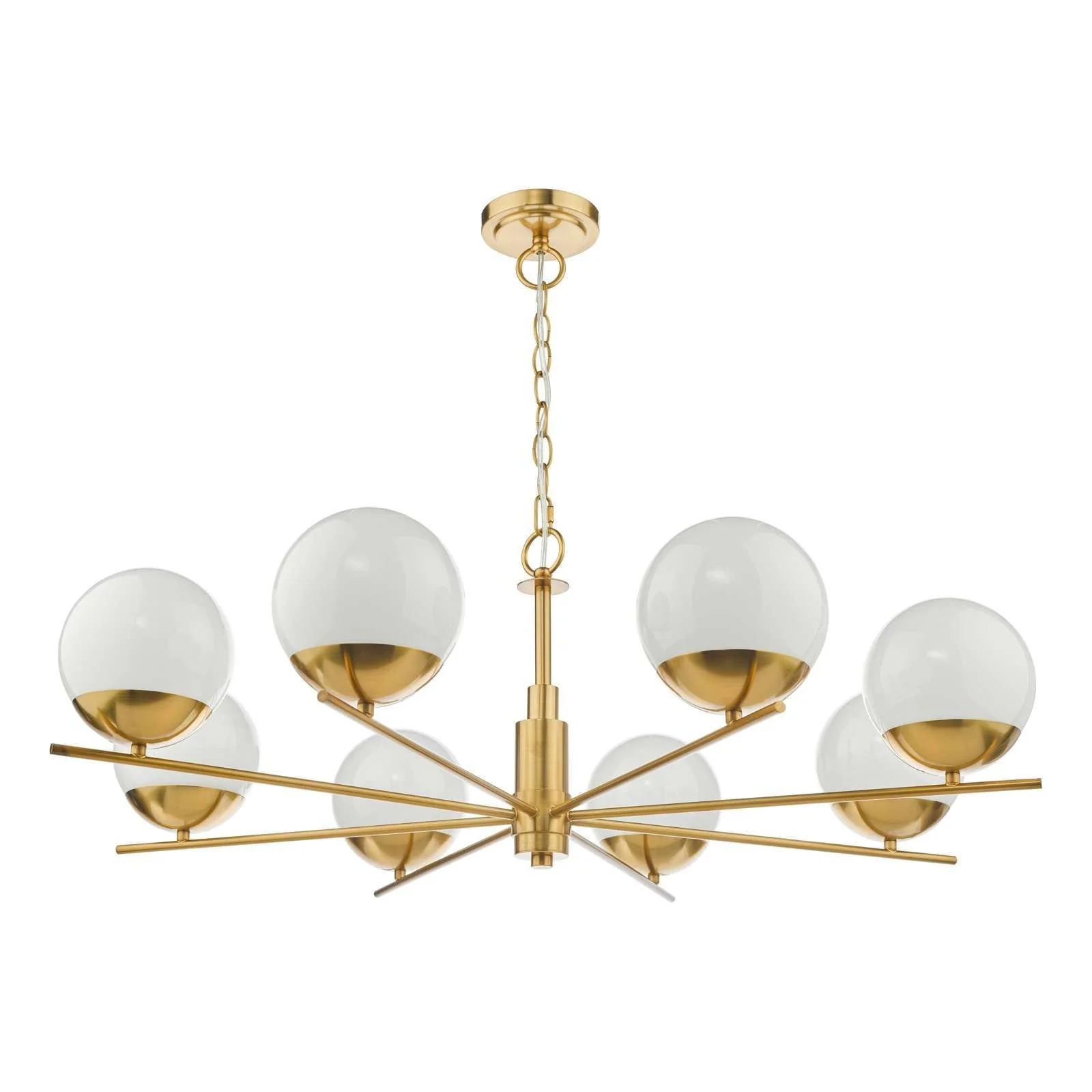 Bombazine 6/8Lt Centre Ceiling Light - Natural Brass & Opal Glass - Image 7