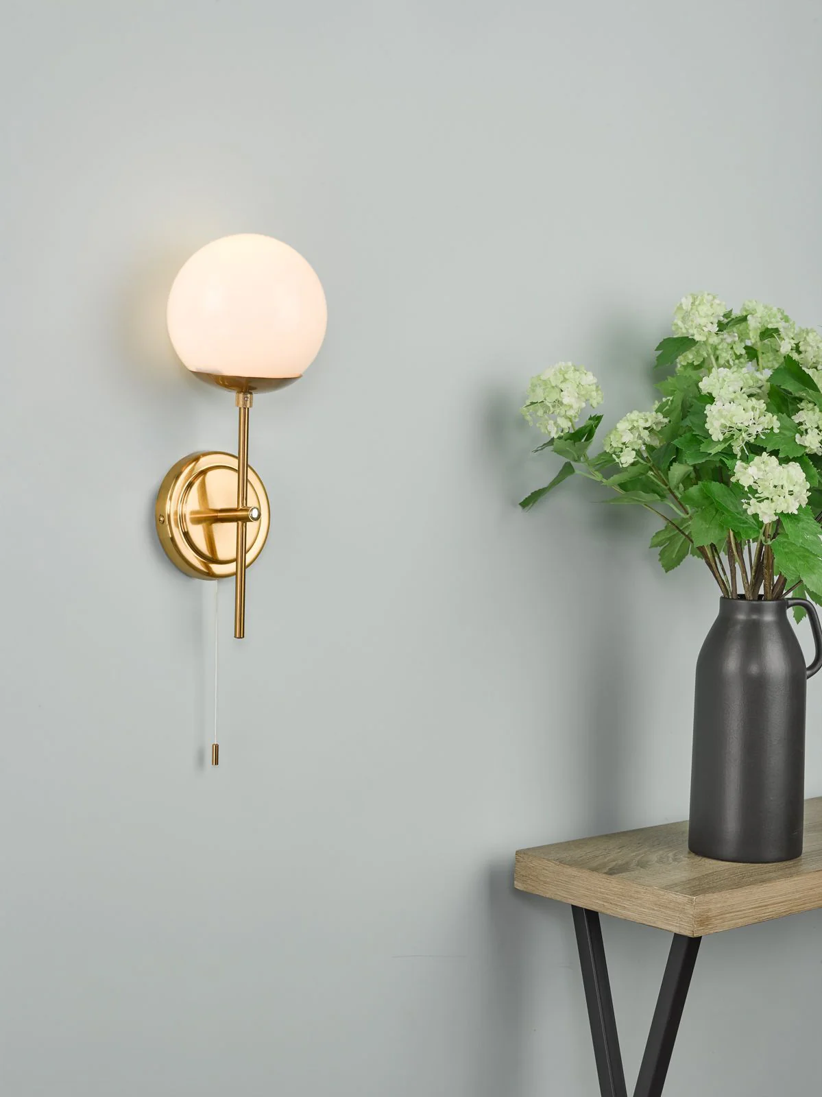 Bombazine Wall Light - Natural Brass & Opal Glass - Image 7