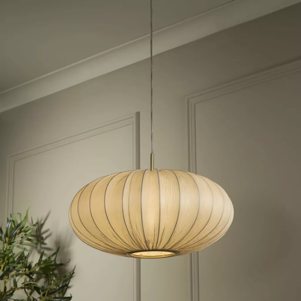 Bonnie 1Lt Pendant-  Satin Brass Metal & Ivory Satin Shade - Image 3