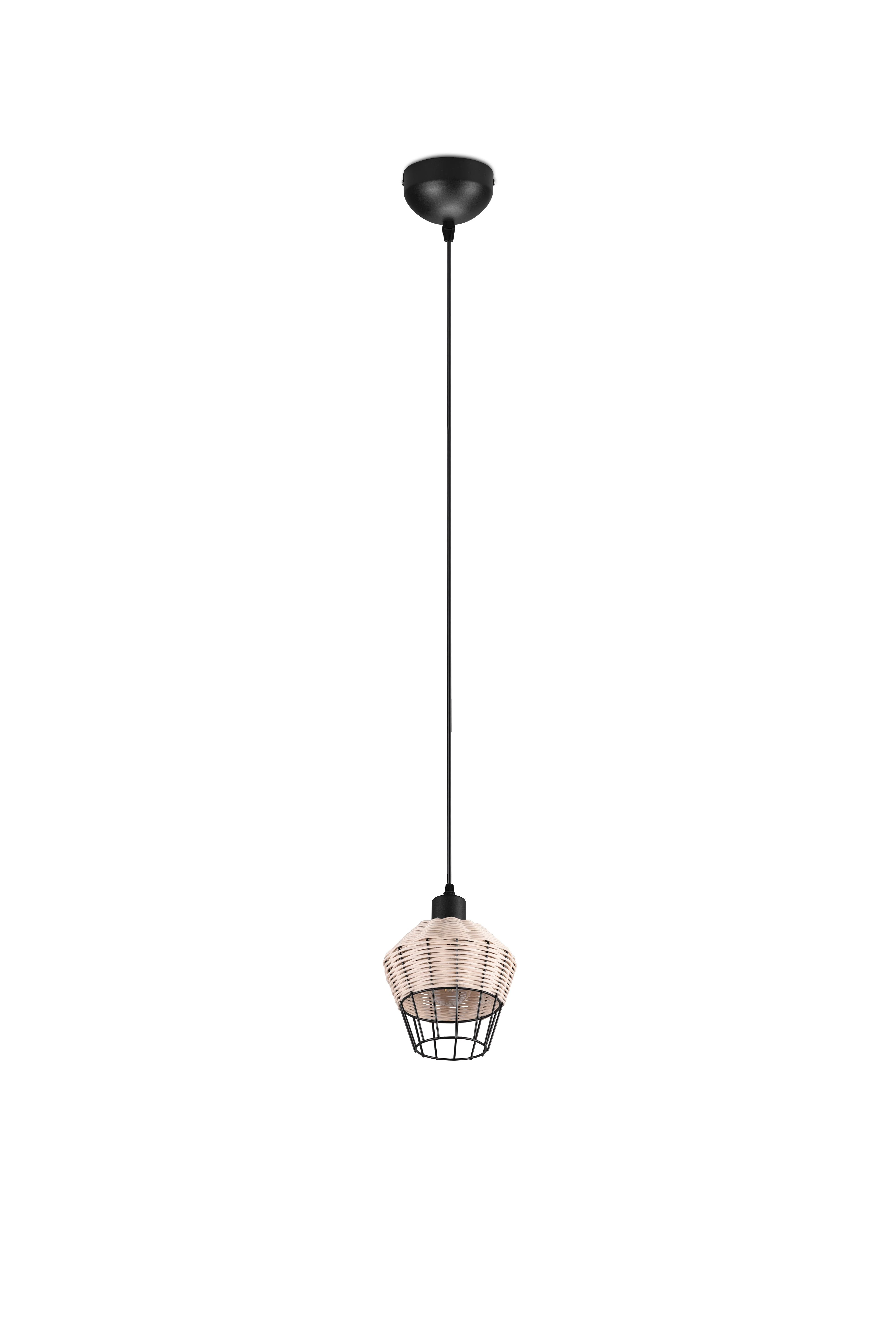 Borka Hanging Pendant - Black / Natural Rattan Finish - Image 11