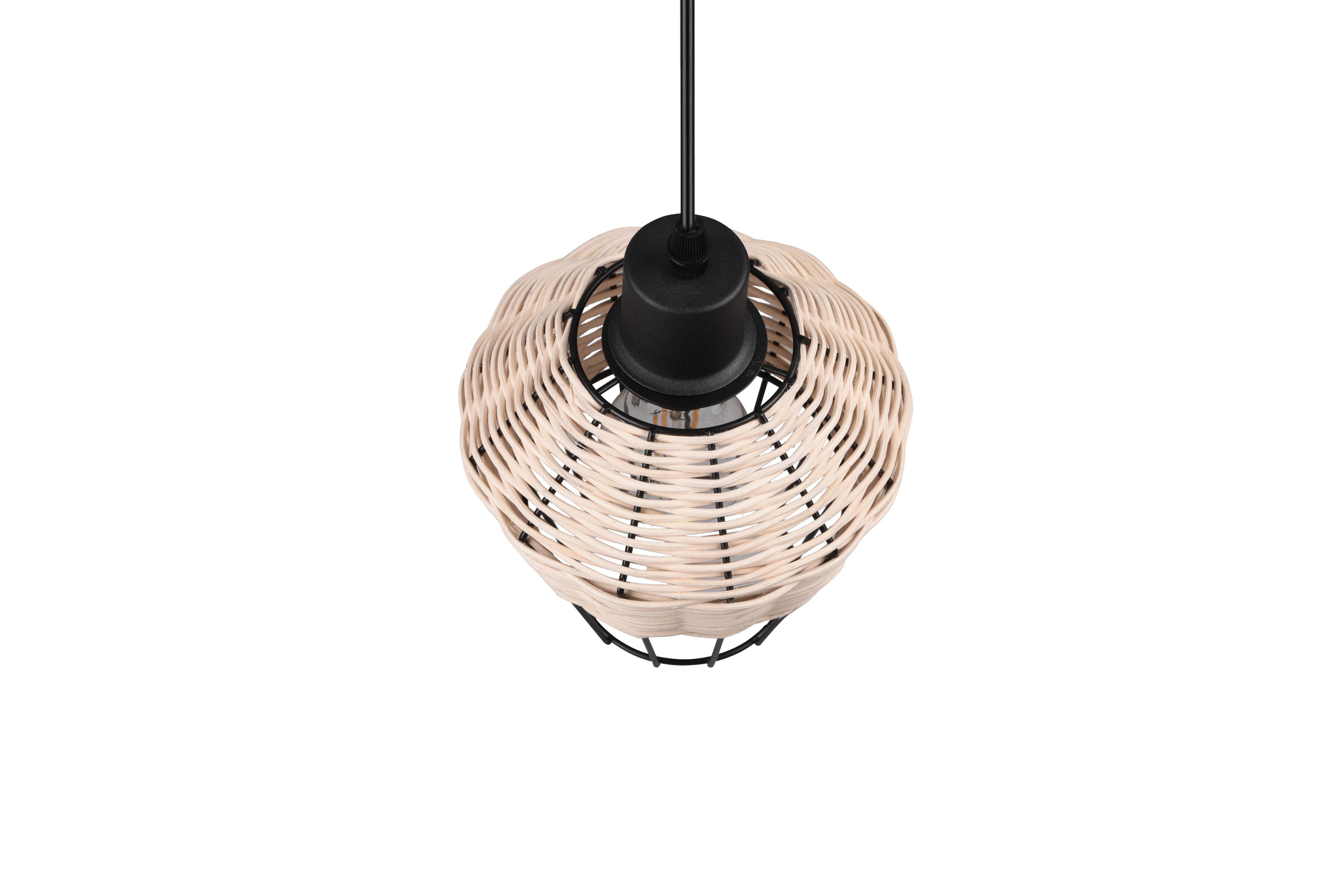 Borka Hanging Pendant - Black / Natural Rattan Finish - Image 12