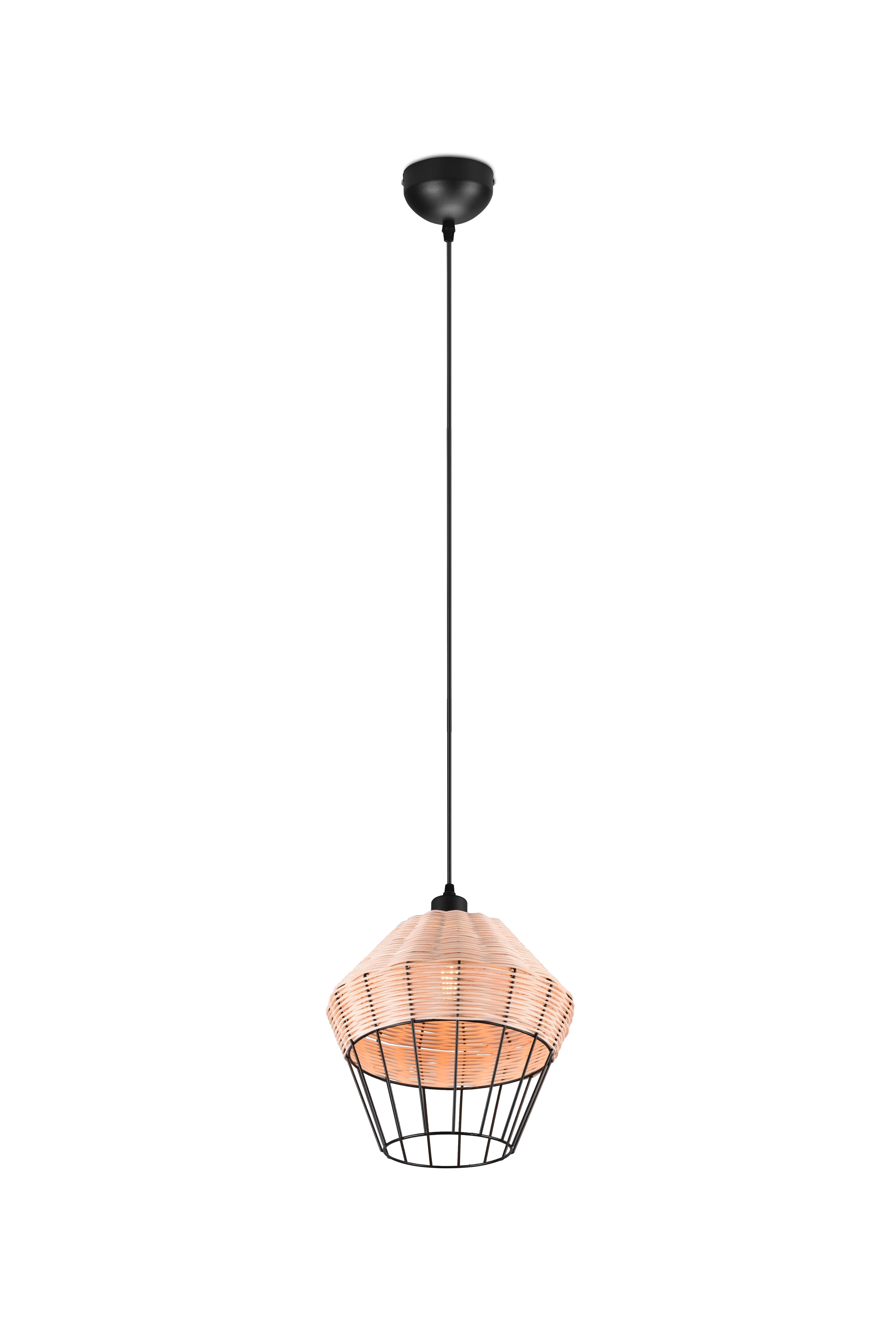 Borka Hanging Pendant - Black / Natural Rattan Finish - Image 14