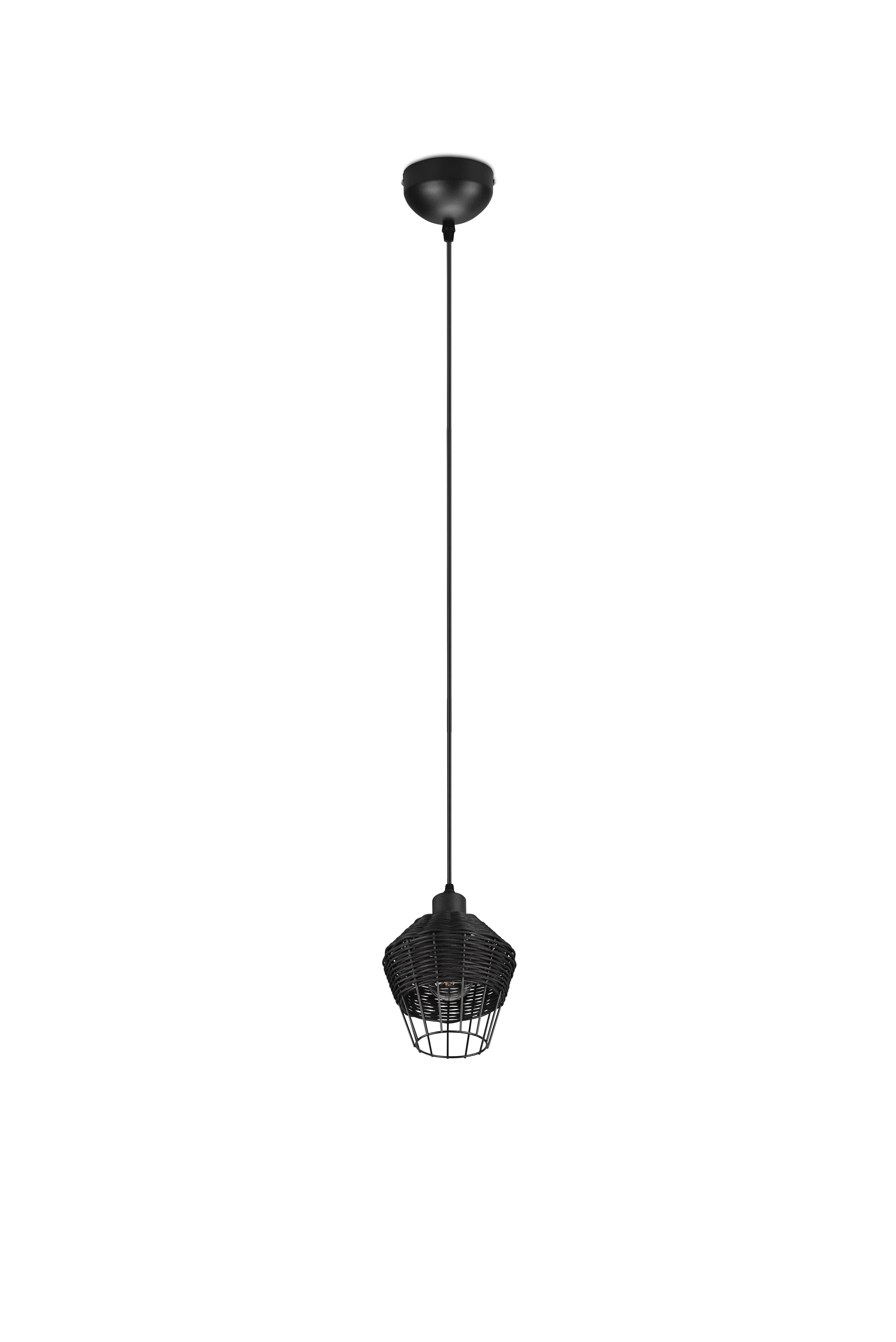 Borka Hanging Pendant - Black / Natural Rattan Finish - Image 4