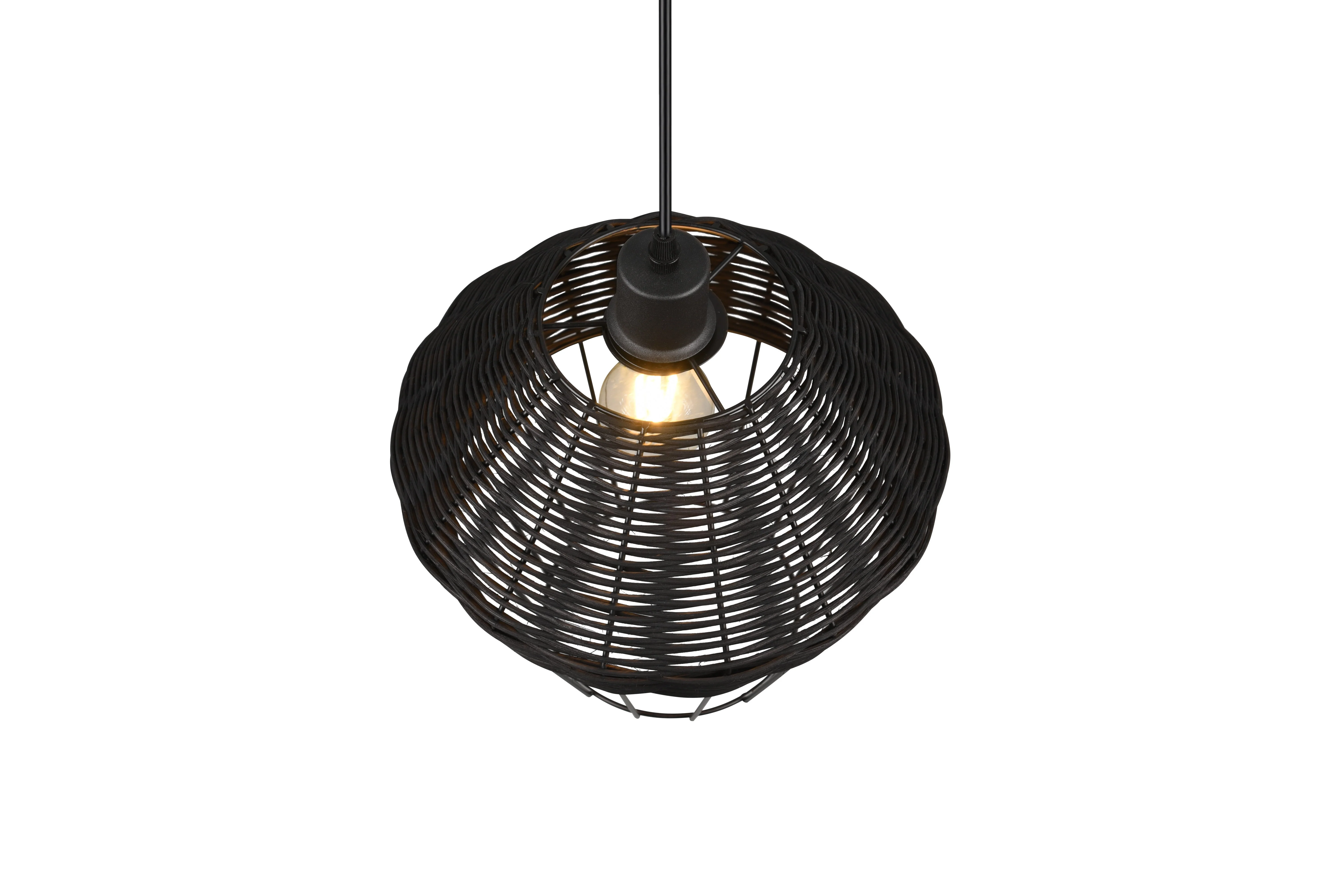Borka Hanging Pendant - Black / Natural Rattan Finish - Image 6