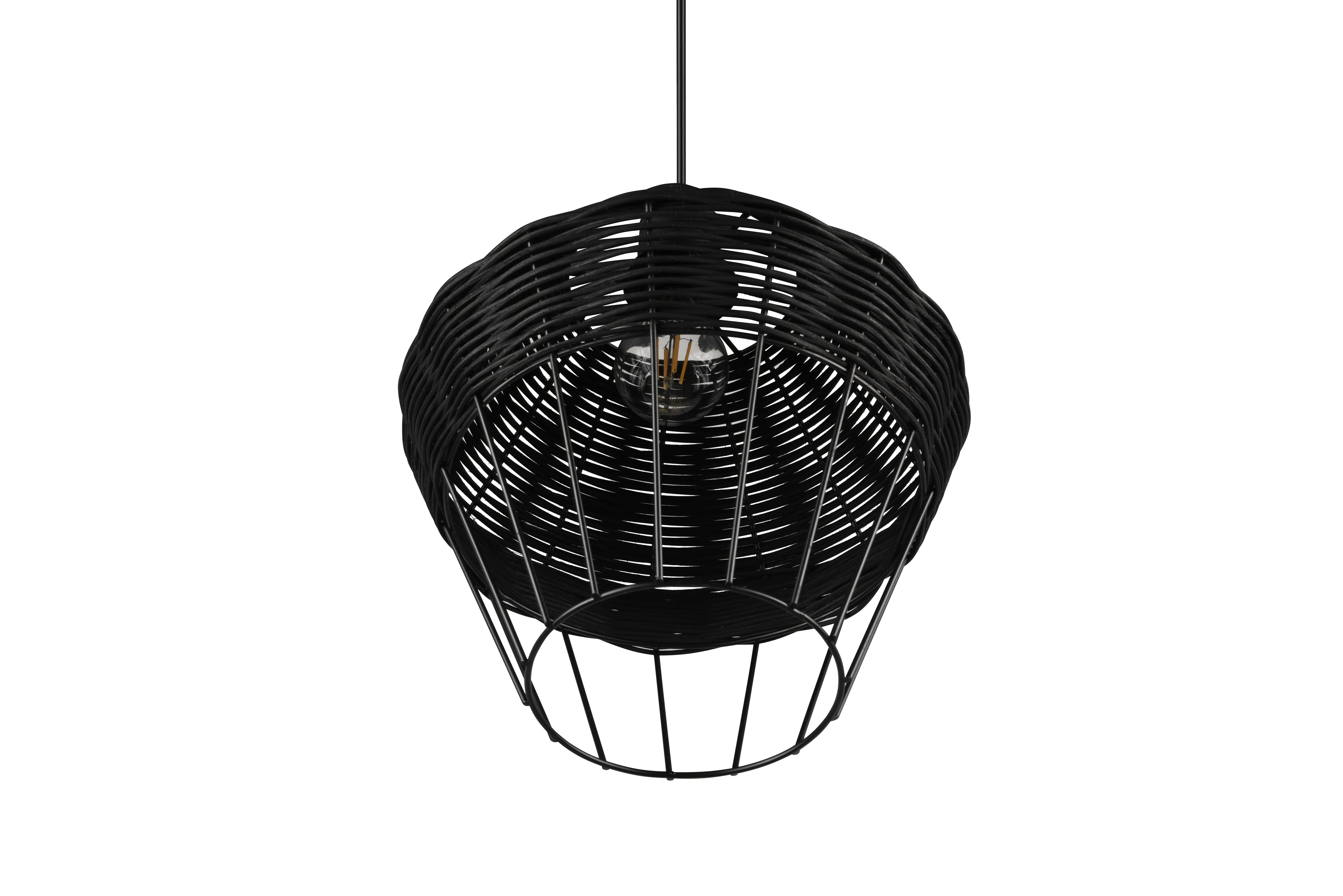 Borka Hanging Pendant - Black / Natural Rattan Finish - Image 7