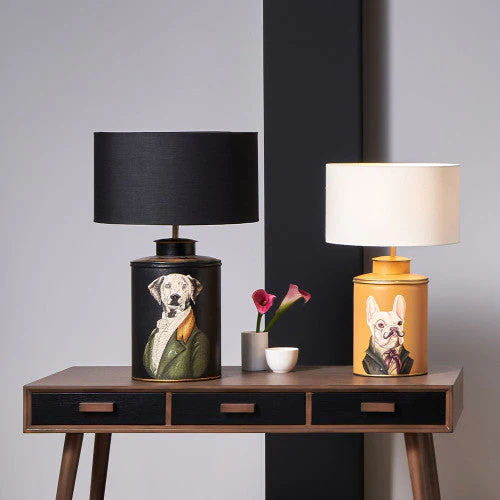 Boston Terrier Mustard Hand Painted Metal Table Lamp  - Base Only - Image 3