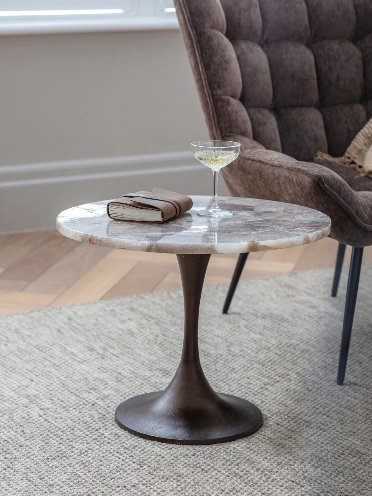 Bosworth Smokey Quartz Side Table- 42cm/ 60cm/ - Image 7