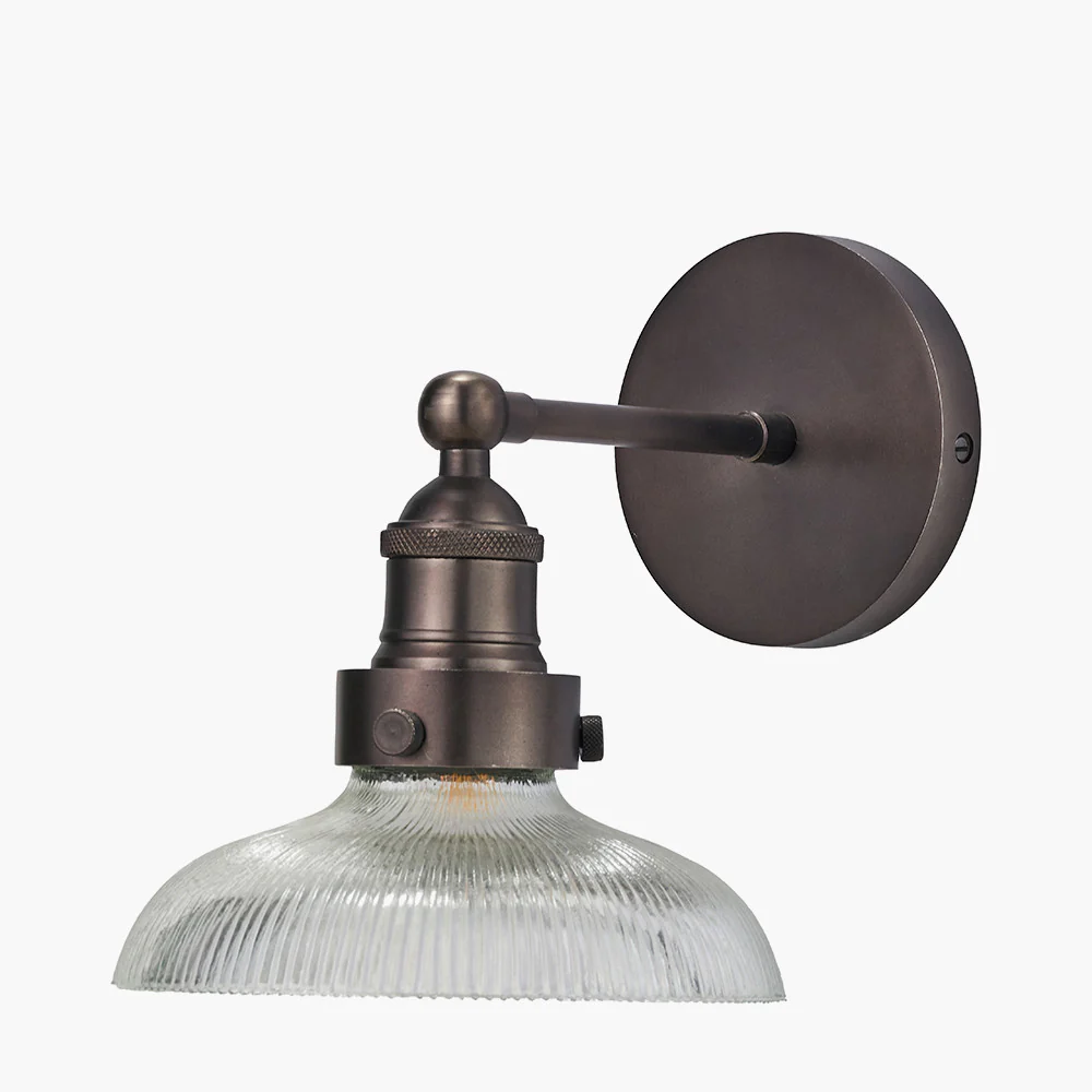 Bowery Wall Light - Ribbed Glass & Brass/Bronze - Image 2