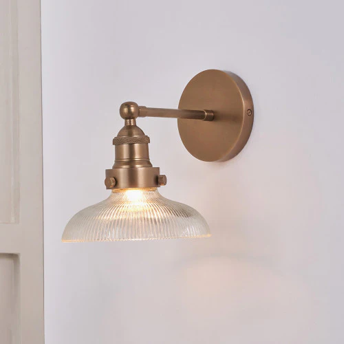 Bowery Wall Light - Ribbed Glass & Brass/Bronze - Image 3
