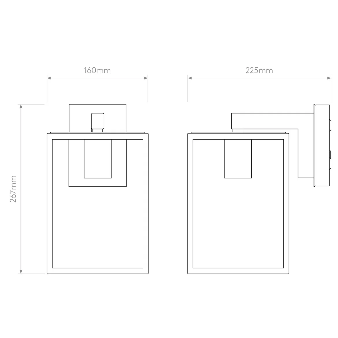 Box Outdoor Wall Lantern 270/350/450 IP23 - Matt Black - Image 4