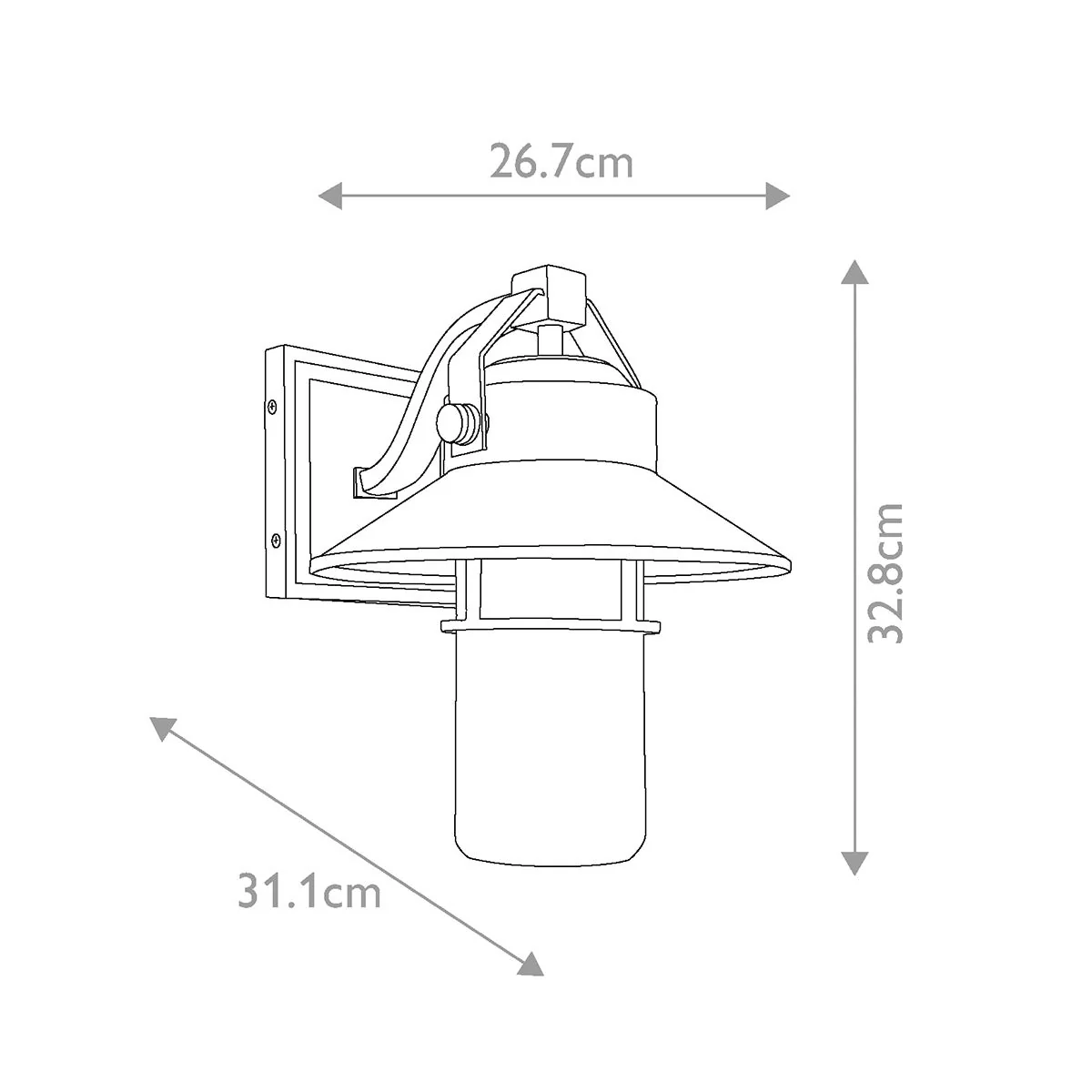 Boynton 1 Light Medium/Large Outdoor Wall Lantern - Painted Brushed Steel E27 IP44 - Image 4