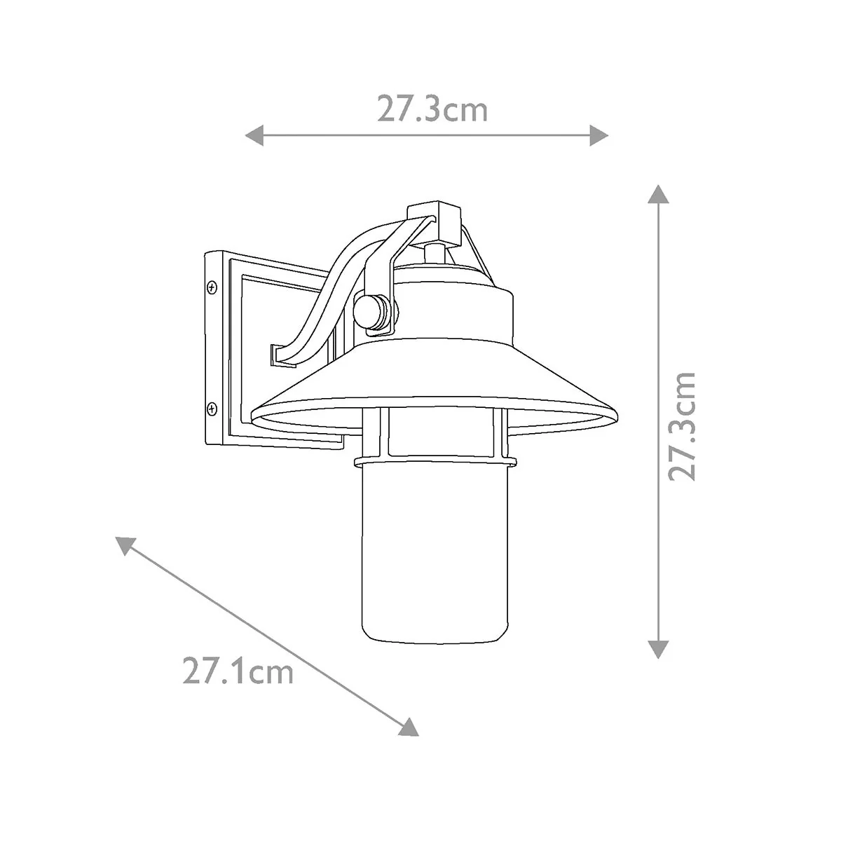 Boynton 1 Light Medium/Large Outdoor Wall Lantern - Painted Brushed Steel E27 IP44 - Image 2