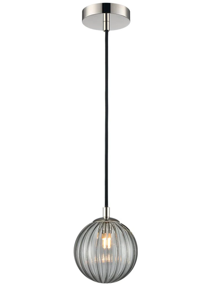 Brady Pendant IP44 - Aged Brass/Polished Nickel With Ribbed Glass - Image 2