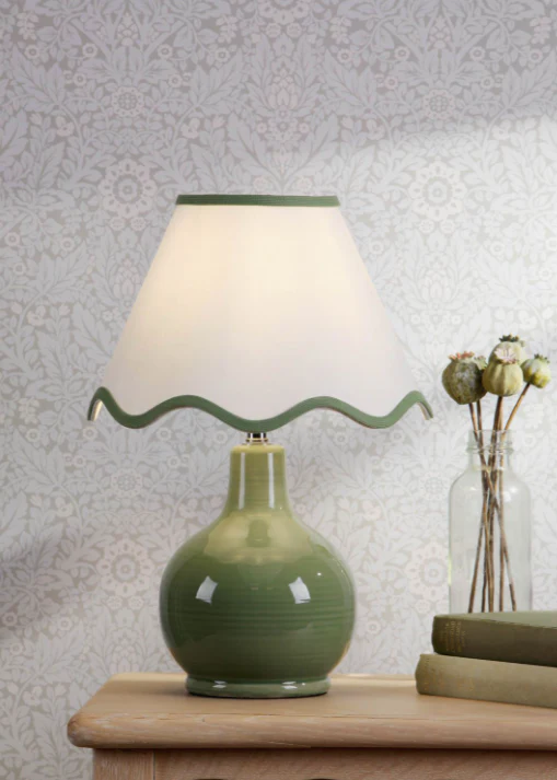 Bramhope Table Lamp - Grey/ Green Ceramic With Shade - Image 3