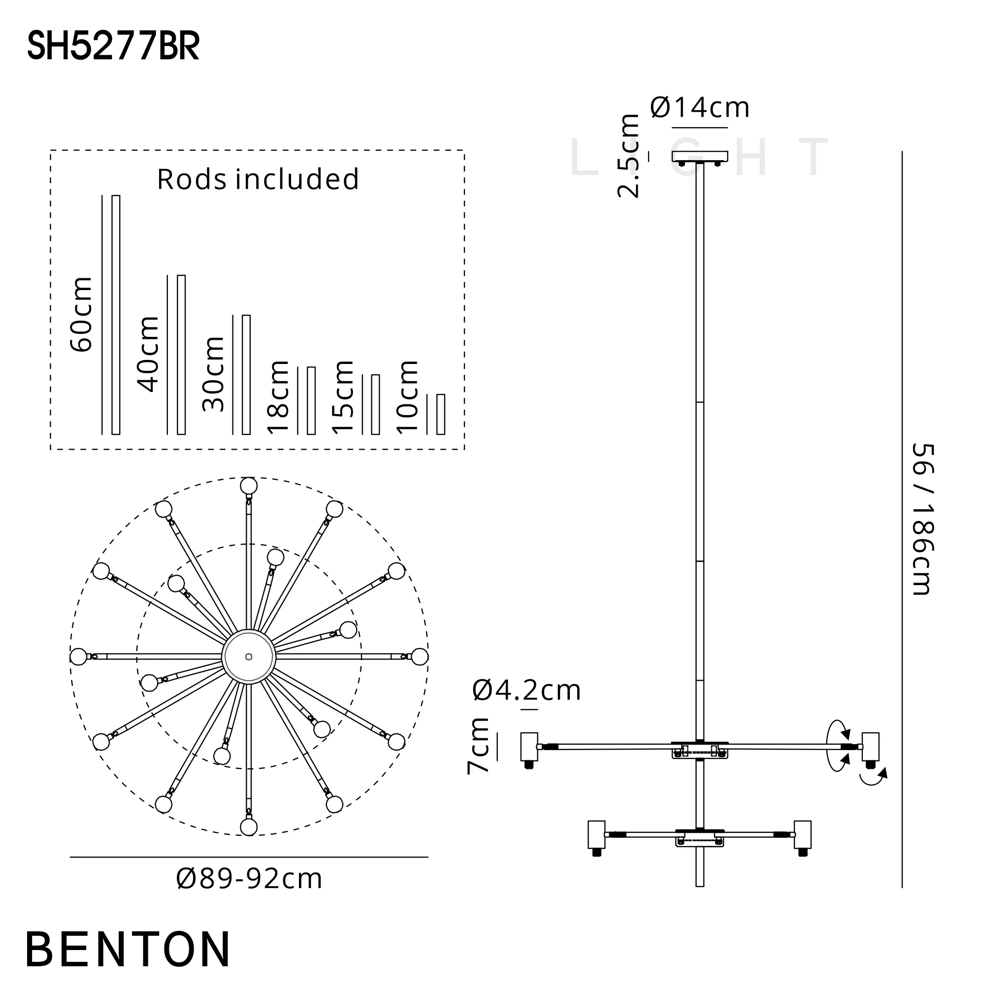 Brantley 18 Light Fixed Pendant/Semi Flush Adjustable Arms Ceiling Light - Various Finishes - Image 14