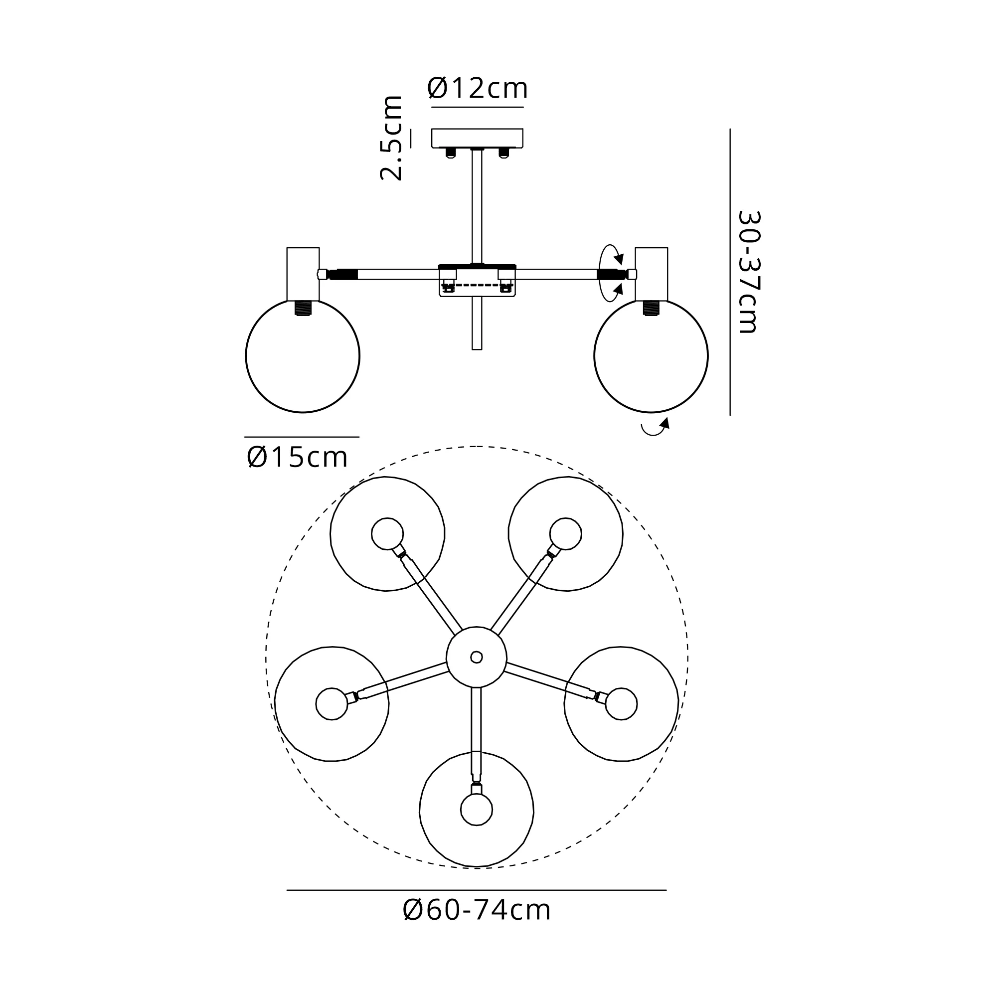 Brantley 3Lt/5 Lt Semi Flush Ceiling Light - Various Finishes - Image 26