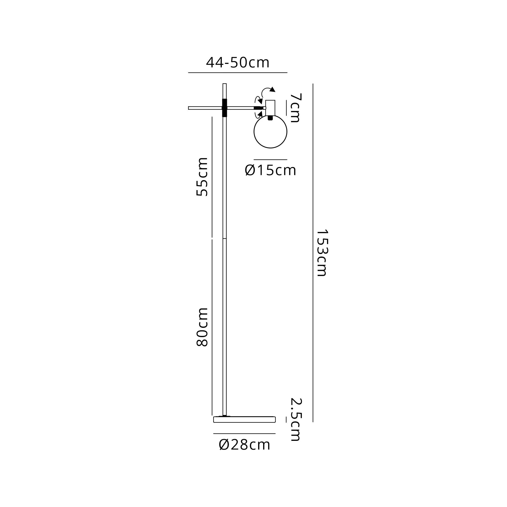 Brantley Floor Light Adjustable Arm 1 Light G9- Various Finishes - Image 17