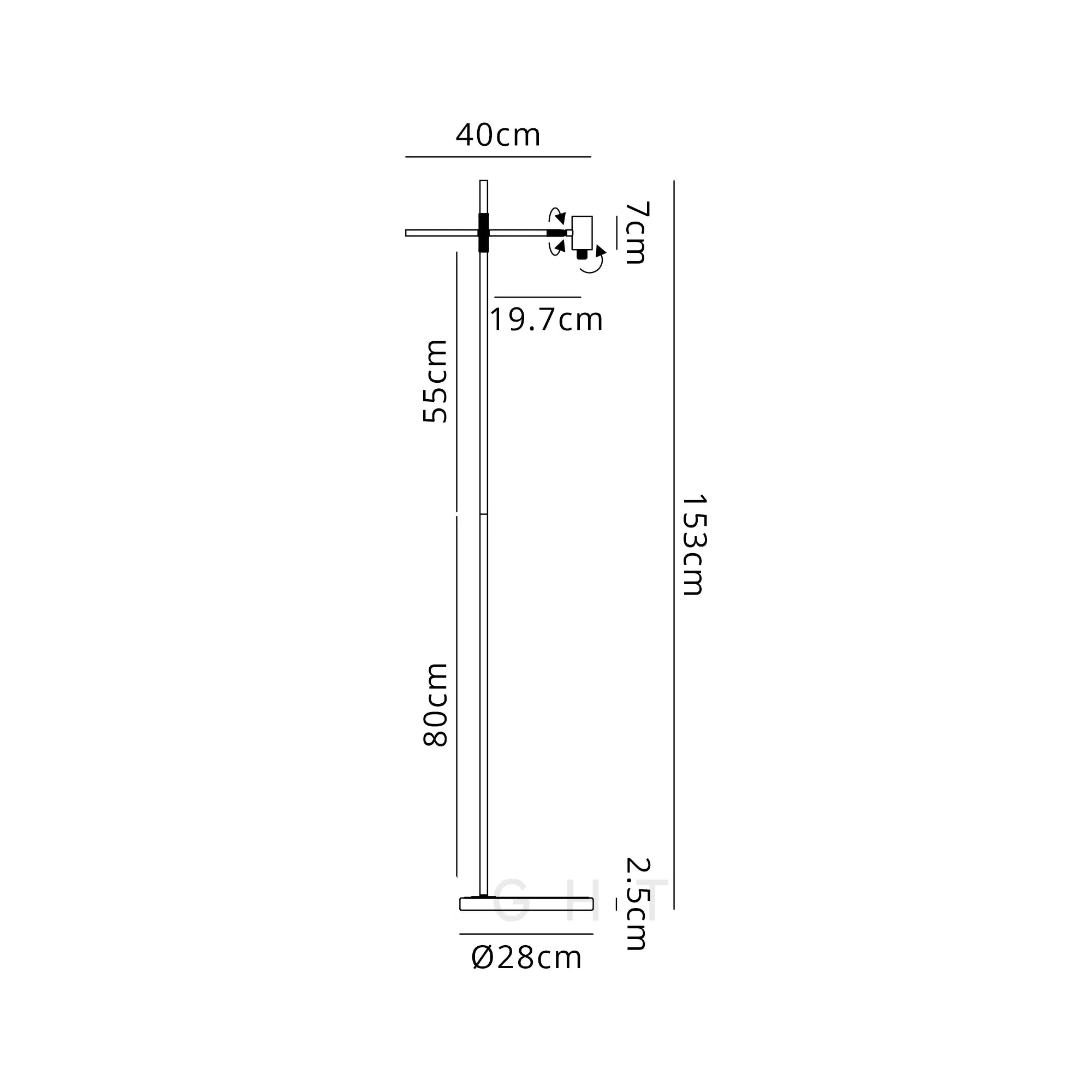Brantley Floor Light Adjustable Arm 1 Light G9- Various Finishes - Image 19