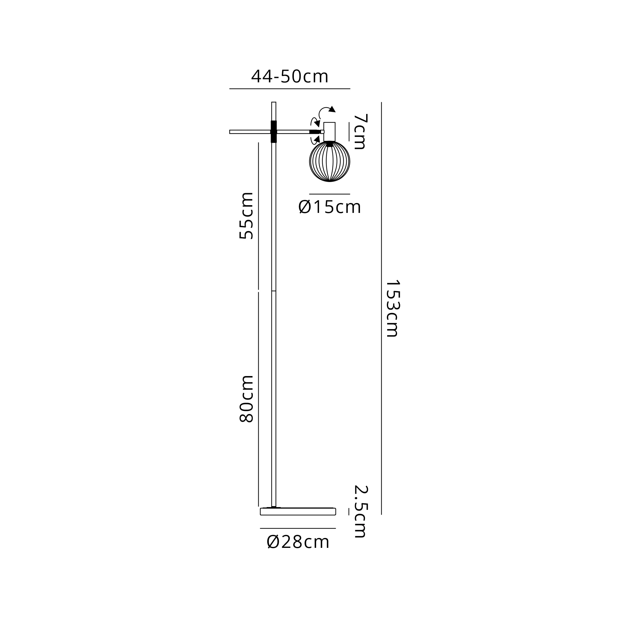 Brantley Floor Light Adjustable Arm 1 Light G9- Various Finishes - Image 7