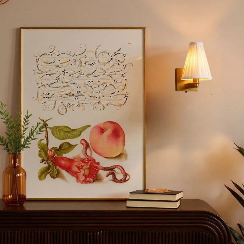 Tory Brass Wall Lamp with Pleated Tall Empire Shade - Image 5