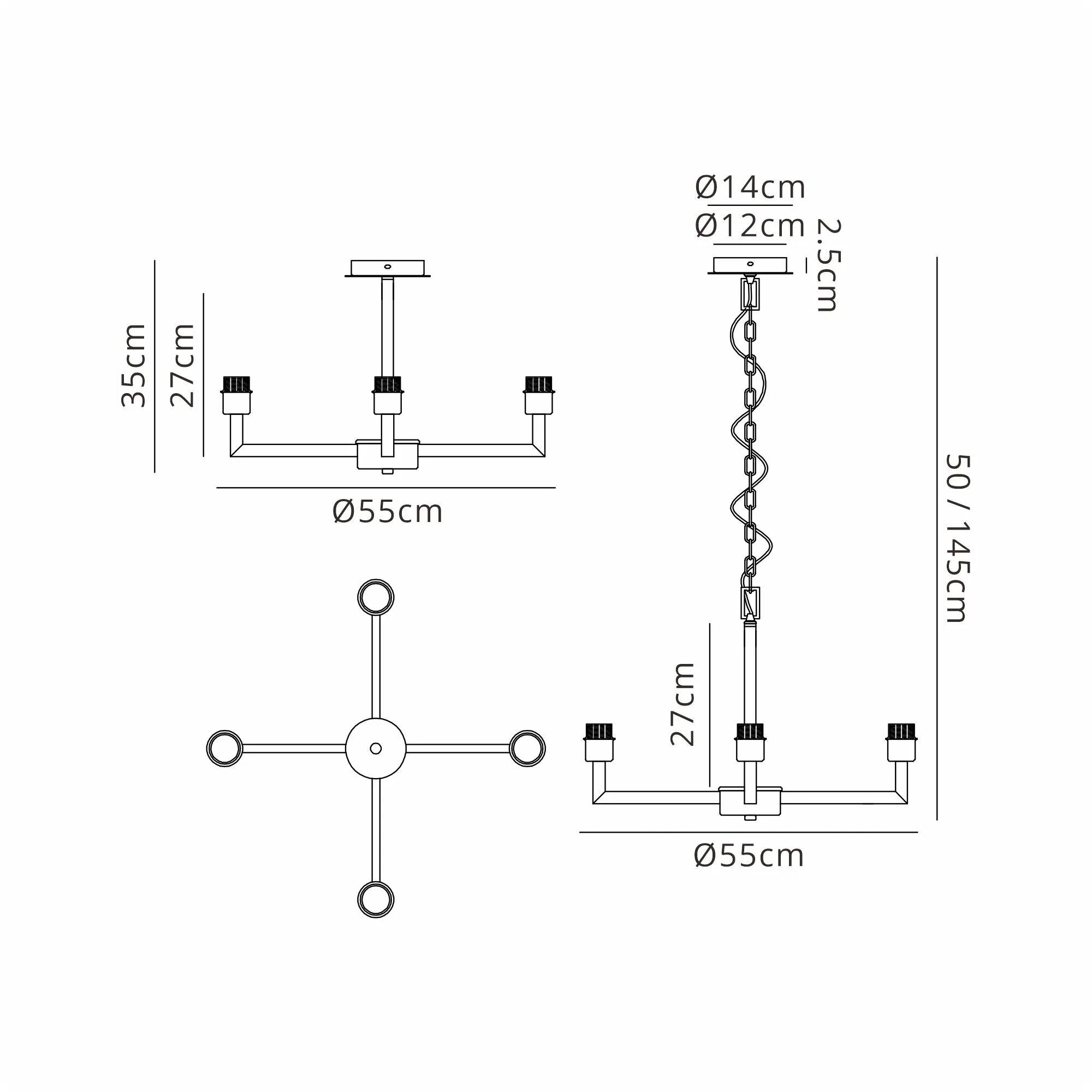 Braxton Adjustable Multi Arm Pendant/Semi Ceiling (FRAME ONLY) - Image 33
