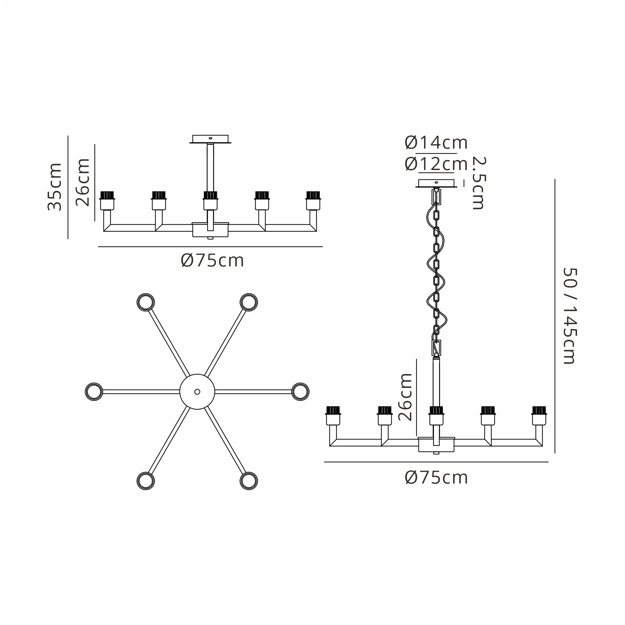 Braxton Adjustable Multi Arm Pendant/Semi Ceiling (FRAME ONLY) - Image 35