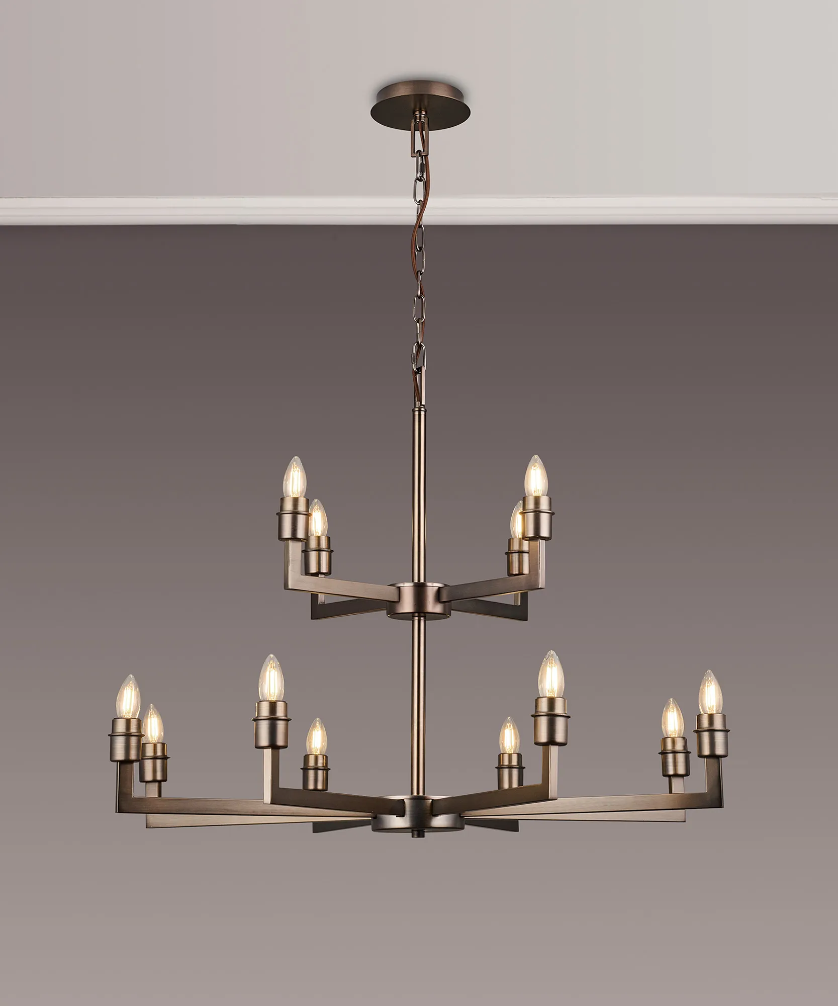 Braxton Multi Arm 2 Tier Pendant Without Shade, 4 + 8 Light - Image 11