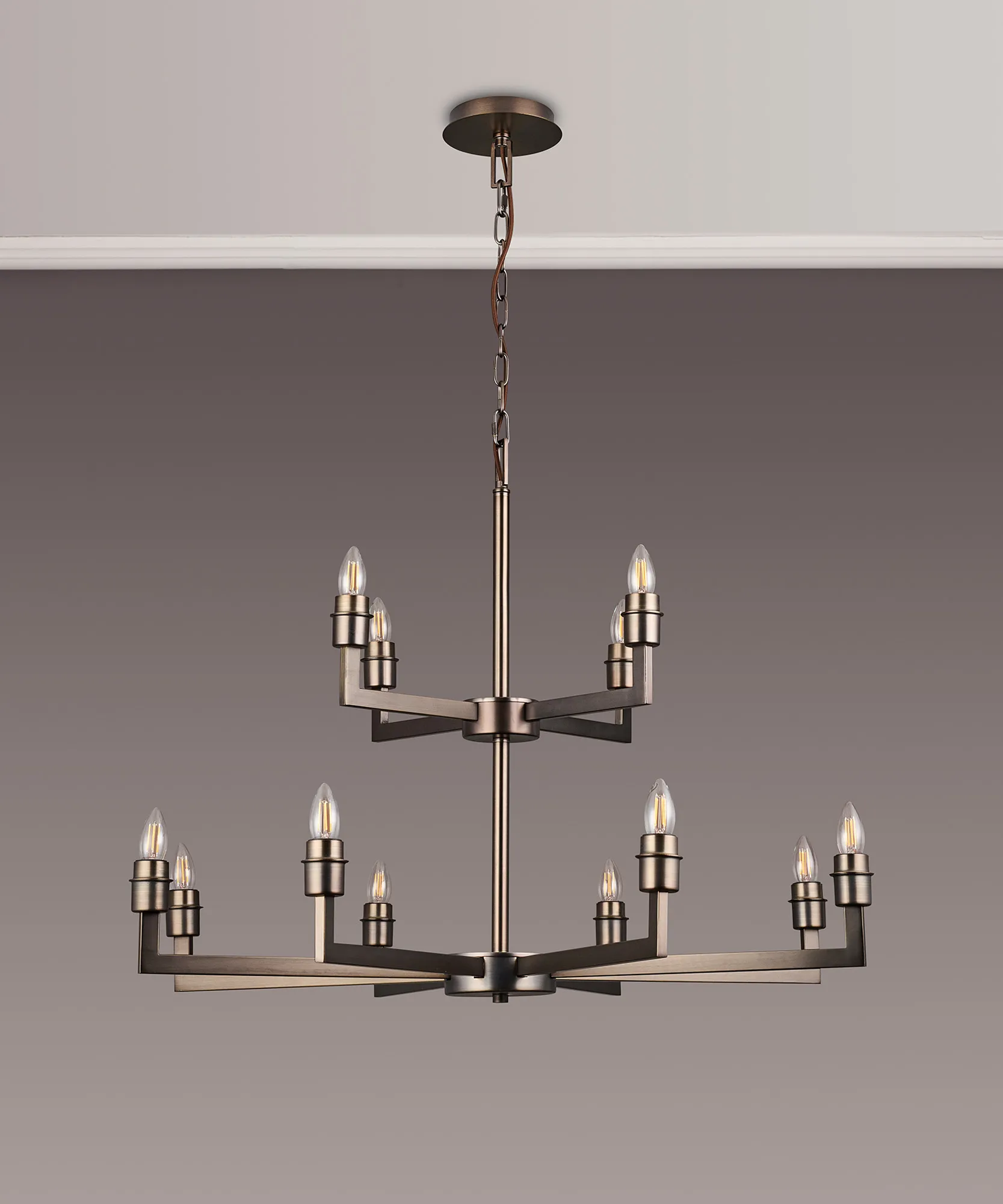 Braxton Multi Arm 2 Tier Pendant Without Shade, 4 + 8 Light - Image 12