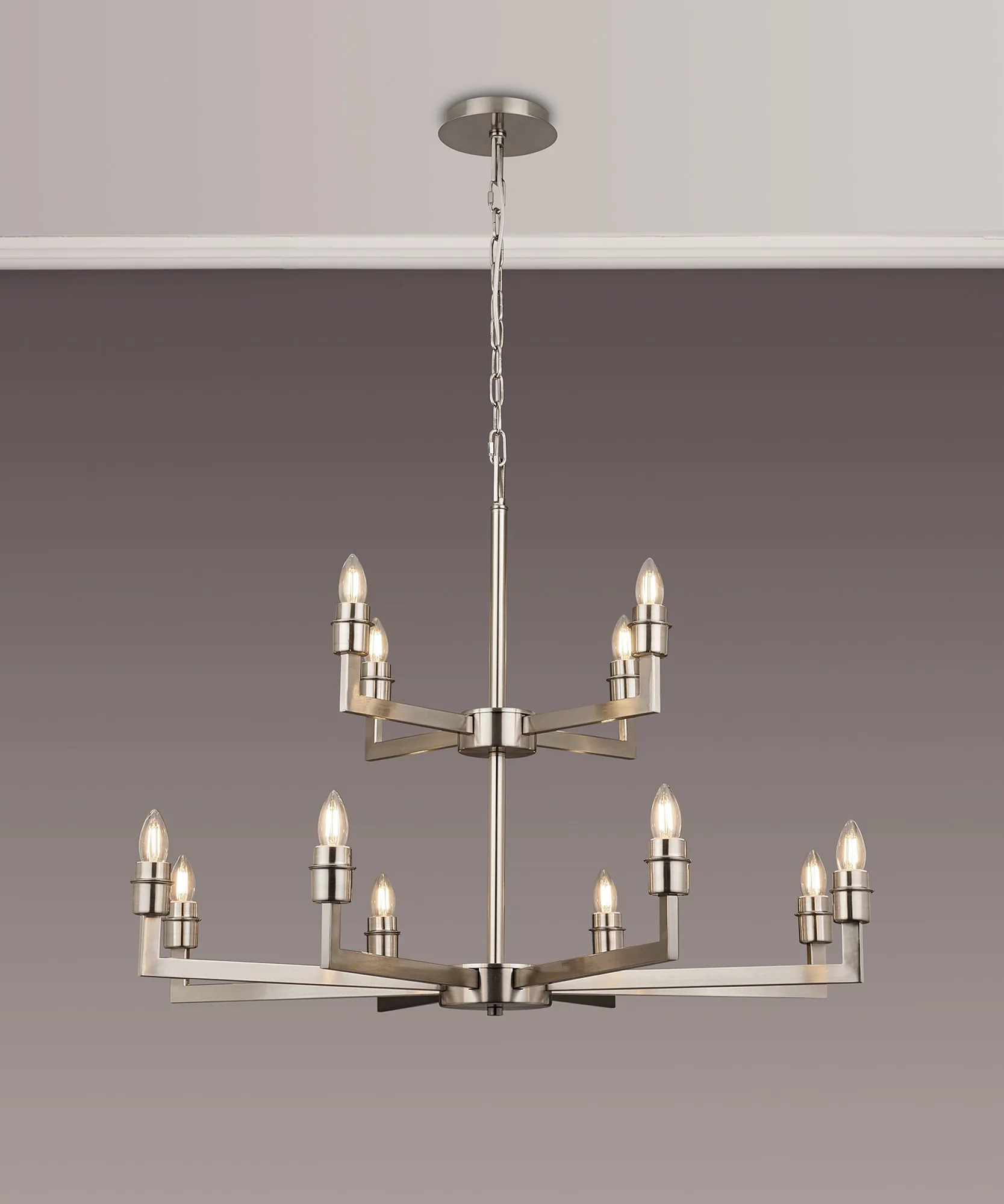 Braxton Multi Arm 2 Tier Pendant Without Shade, 4 + 8 Light - Image 14