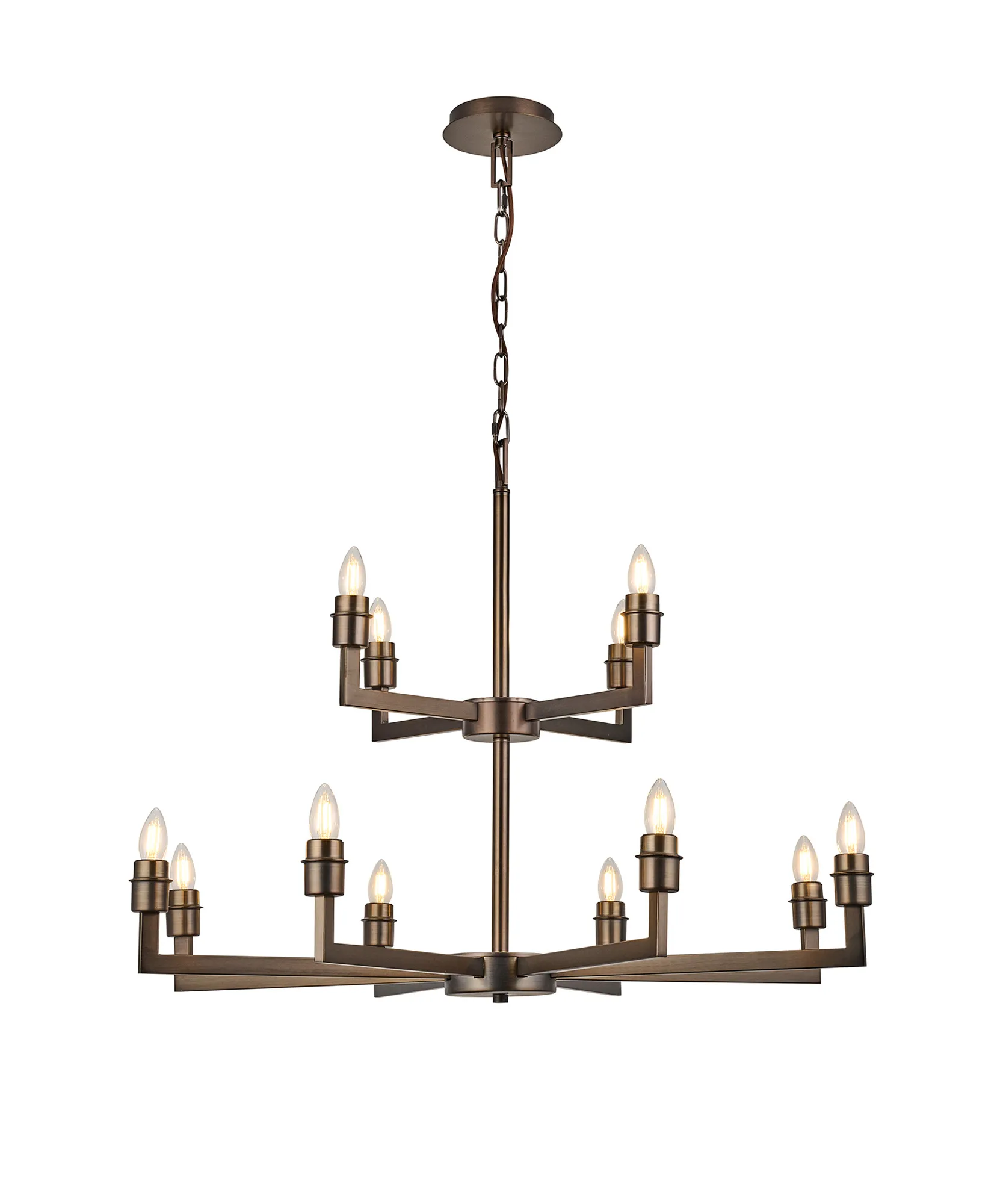 Braxton Multi Arm 2 Tier Pendant Without Shade, 4 + 8 Light - Image 2